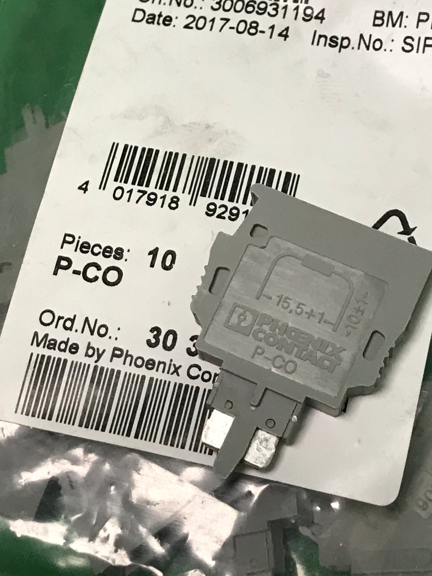 PHOENIX CONTACT P-CO PCO ORDER NO:3036796 BOX OF 10 UNITS