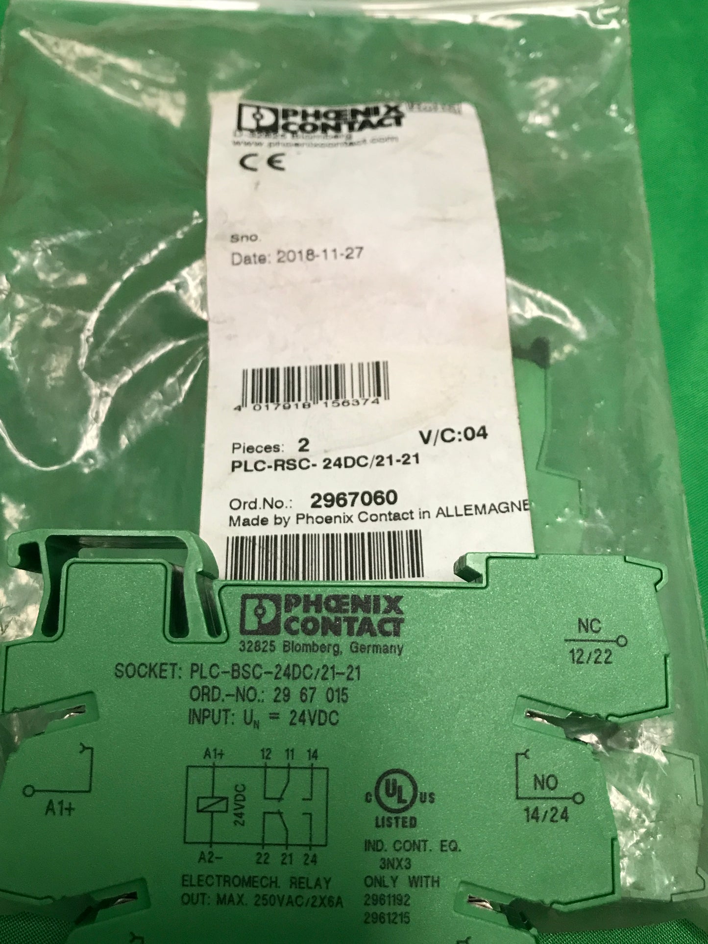 PHOENIX CONTACT PLC-RSC-24DC PLCRSC24DC 29 67 015 BOX OF 2 UNITS
