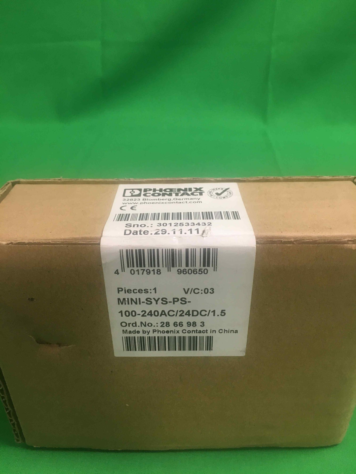 PHOENIX CONTACT MINI-PS-100-240AC 24DC 1.5 MINIPS100240AC24DC15 SEALED