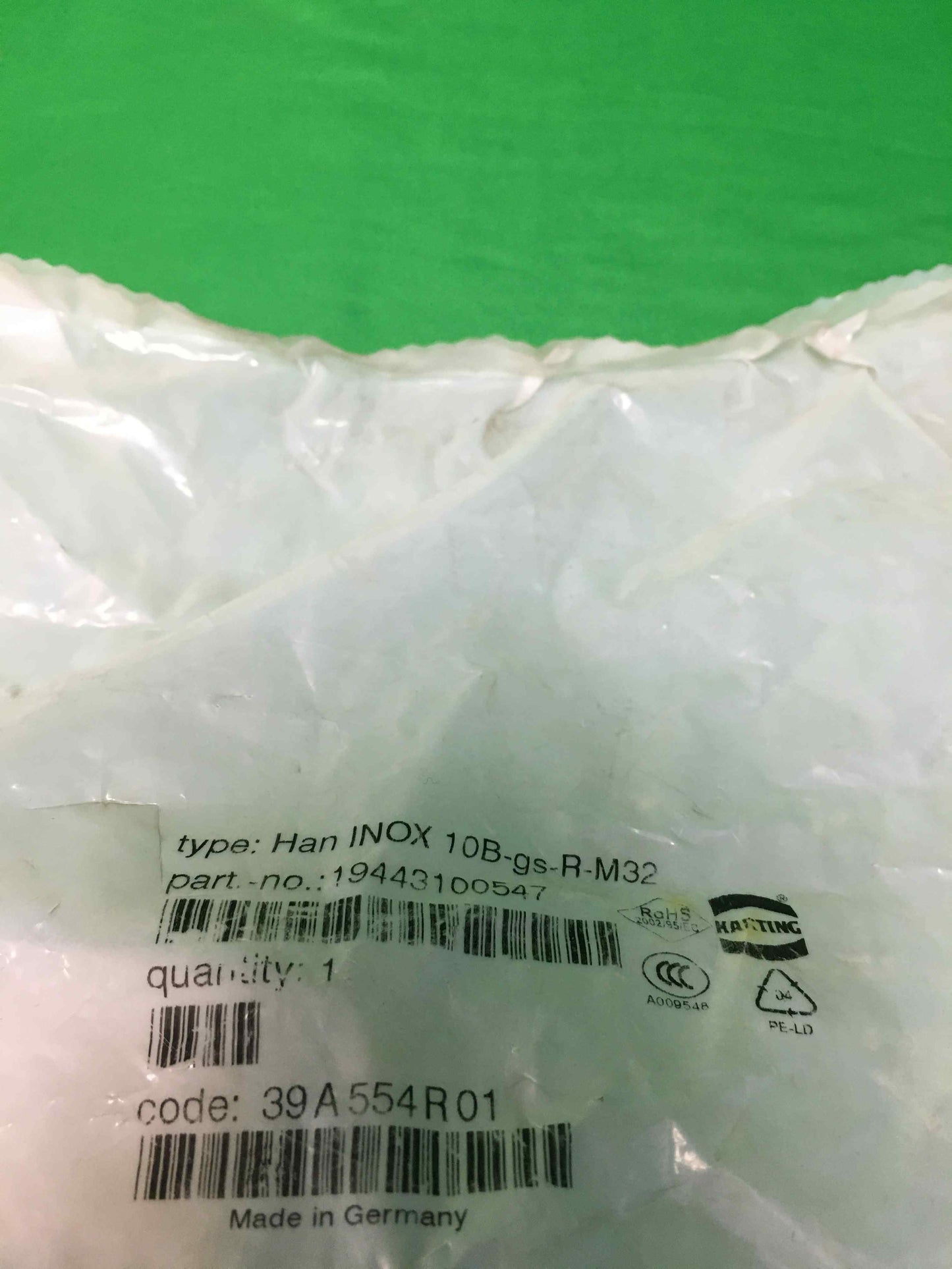 HARTING 10B-gs-R-M32 10BgsRM32 Han INOX PART NO:19443100547