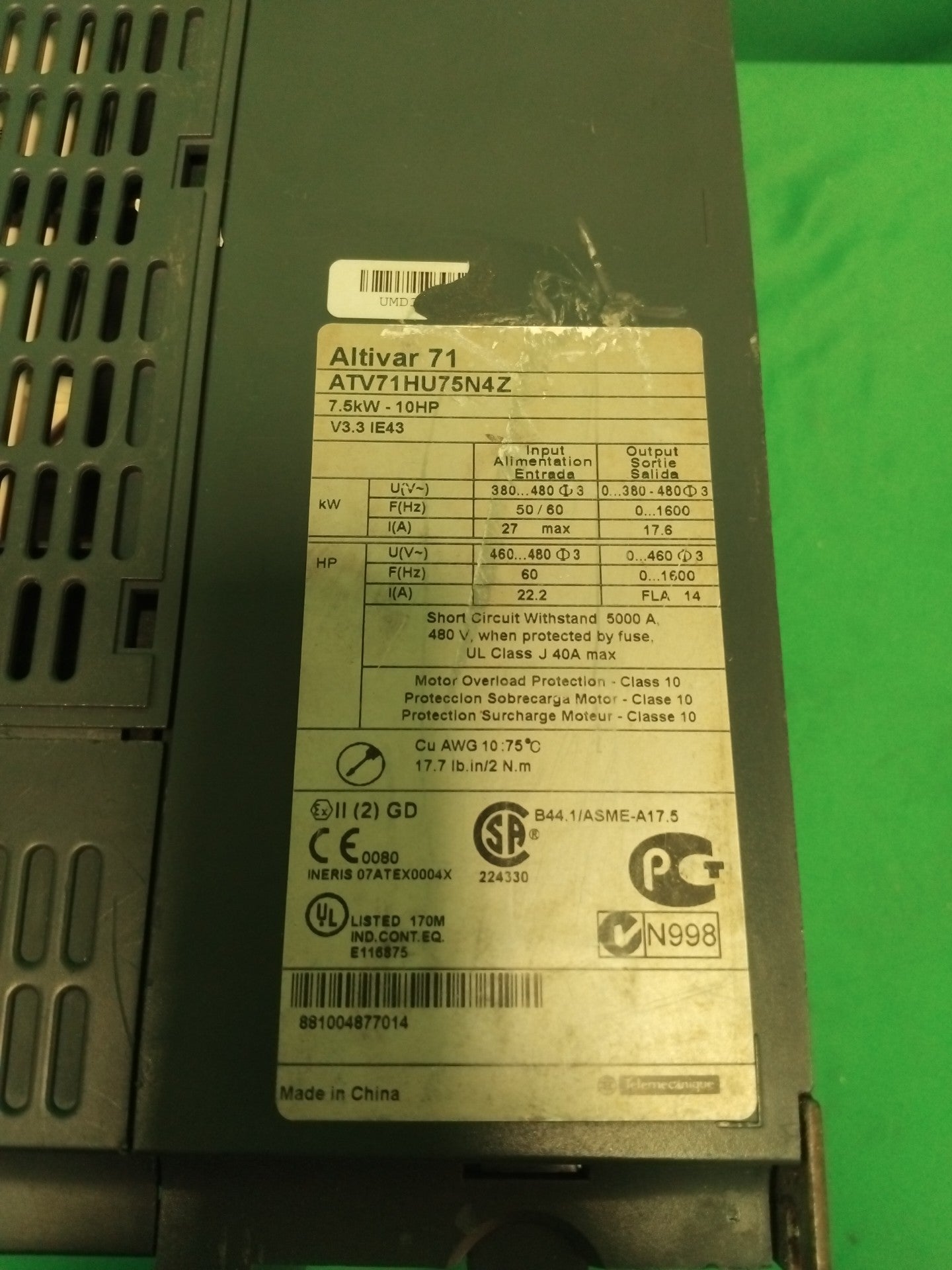 Schneider-Electric ATV71HU75N4Z ATV71HU75N4Z VARIATEUR DE VITESSE ALTIVAR 71