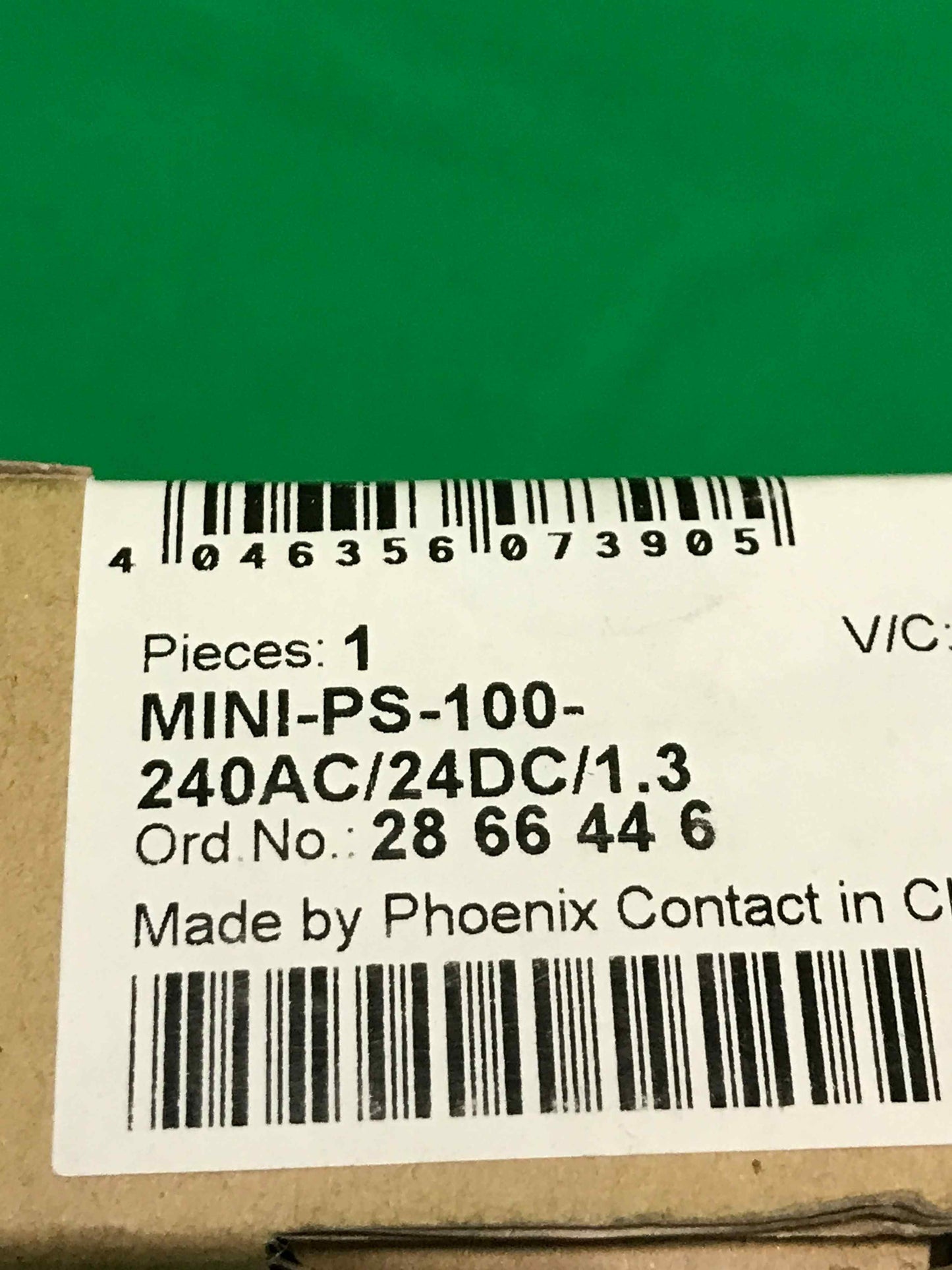 PHOENIX CONTACT MINI-PS-100-240AC 24DC 1.3 SEALED 28 66 44 6