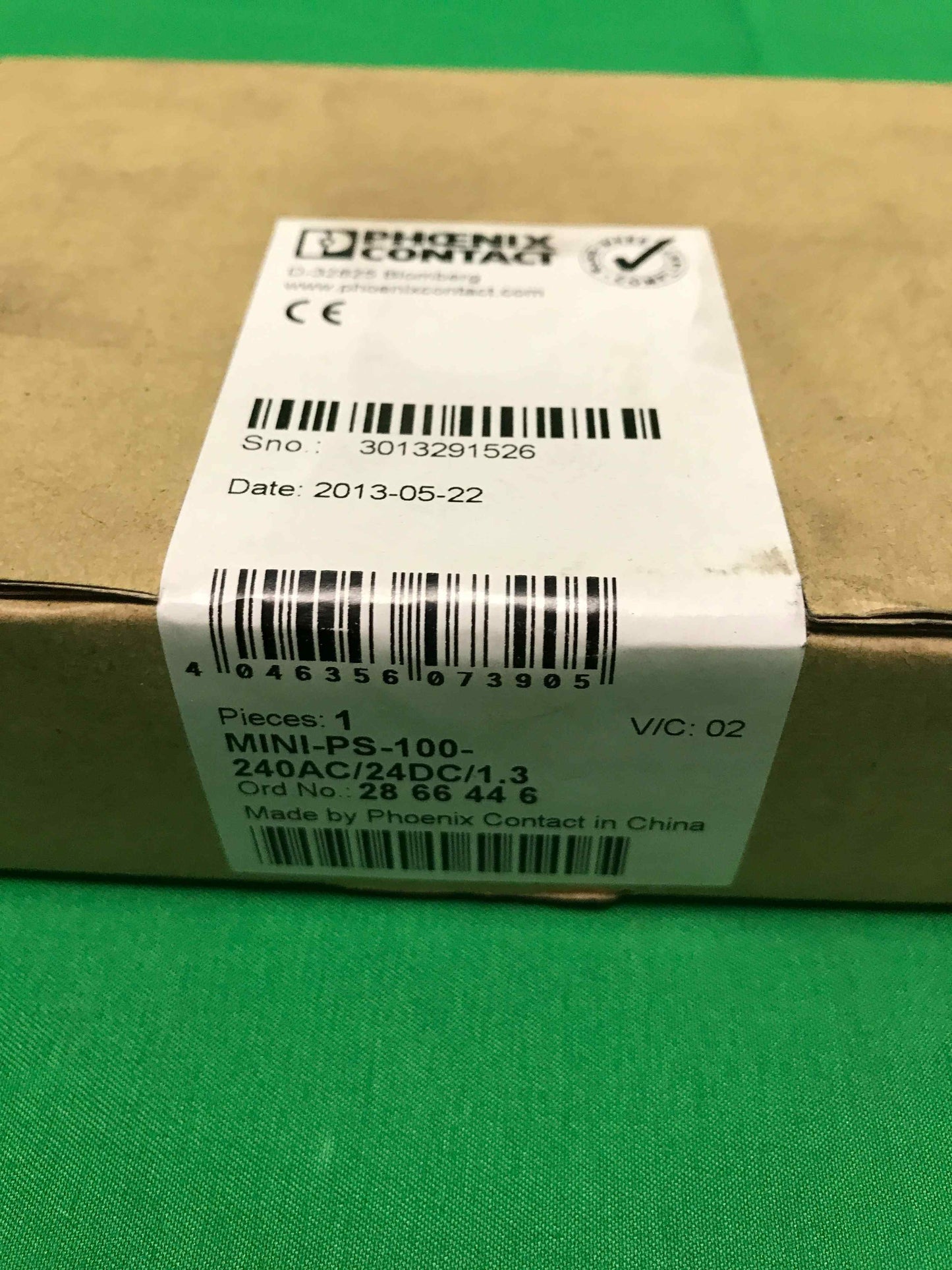 PHOENIX CONTACT MINI-PS-100-240AC 24DC 1.3 SEALED 28 66 44 6