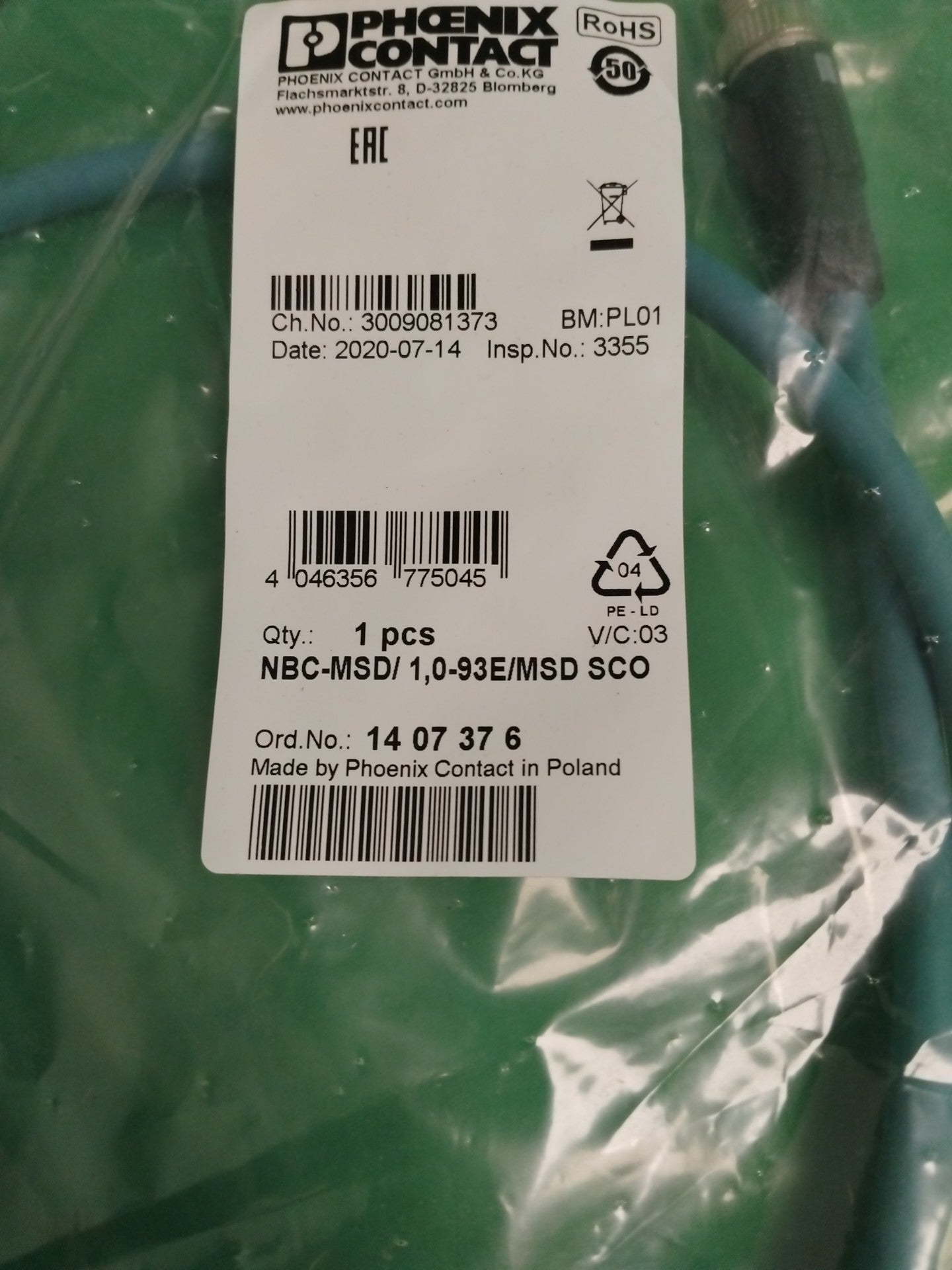 PHOENIX CONTACT NBC-MSD/1,0-93E/MSD SCO NBCMSD1093EMSDSCO
