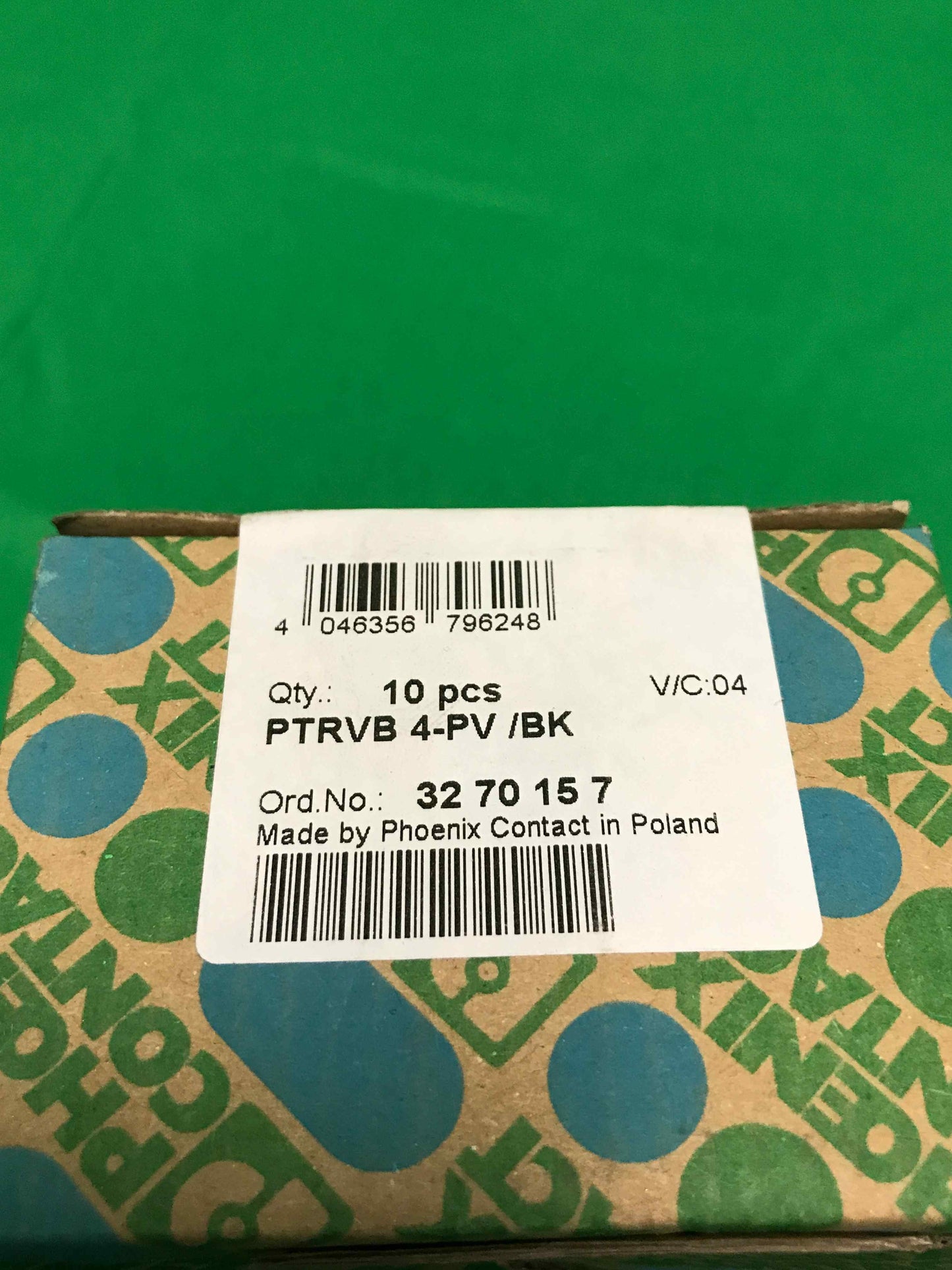 PHOENIX CONTACT PTRVB 4-PV BK PTRVB4PVBK 10 UNITS SEALED PTRVB 4-PV/BK 3270157