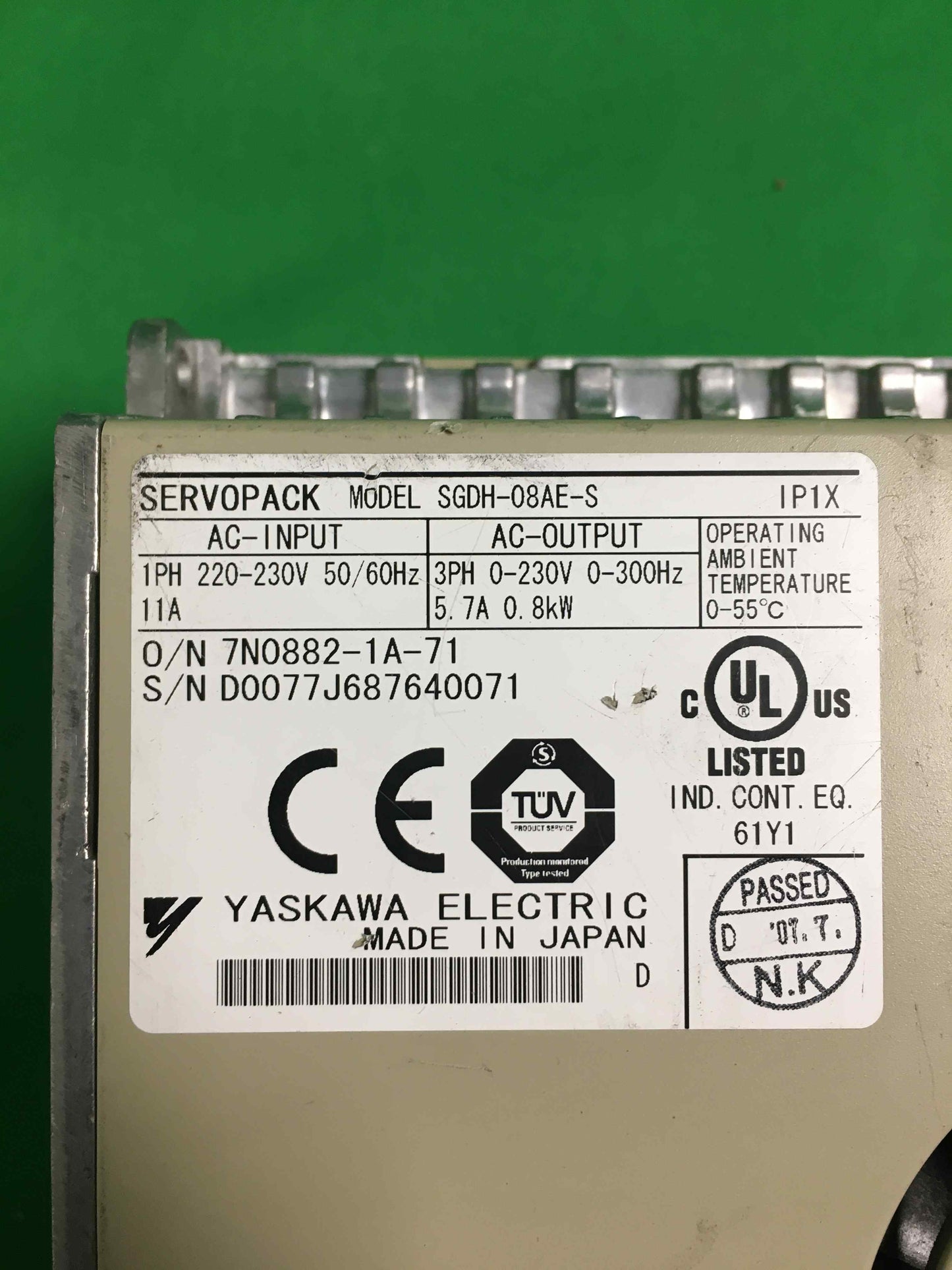 YASKAWA ELECTRIC SGDH-08AE-S SGDH08AES