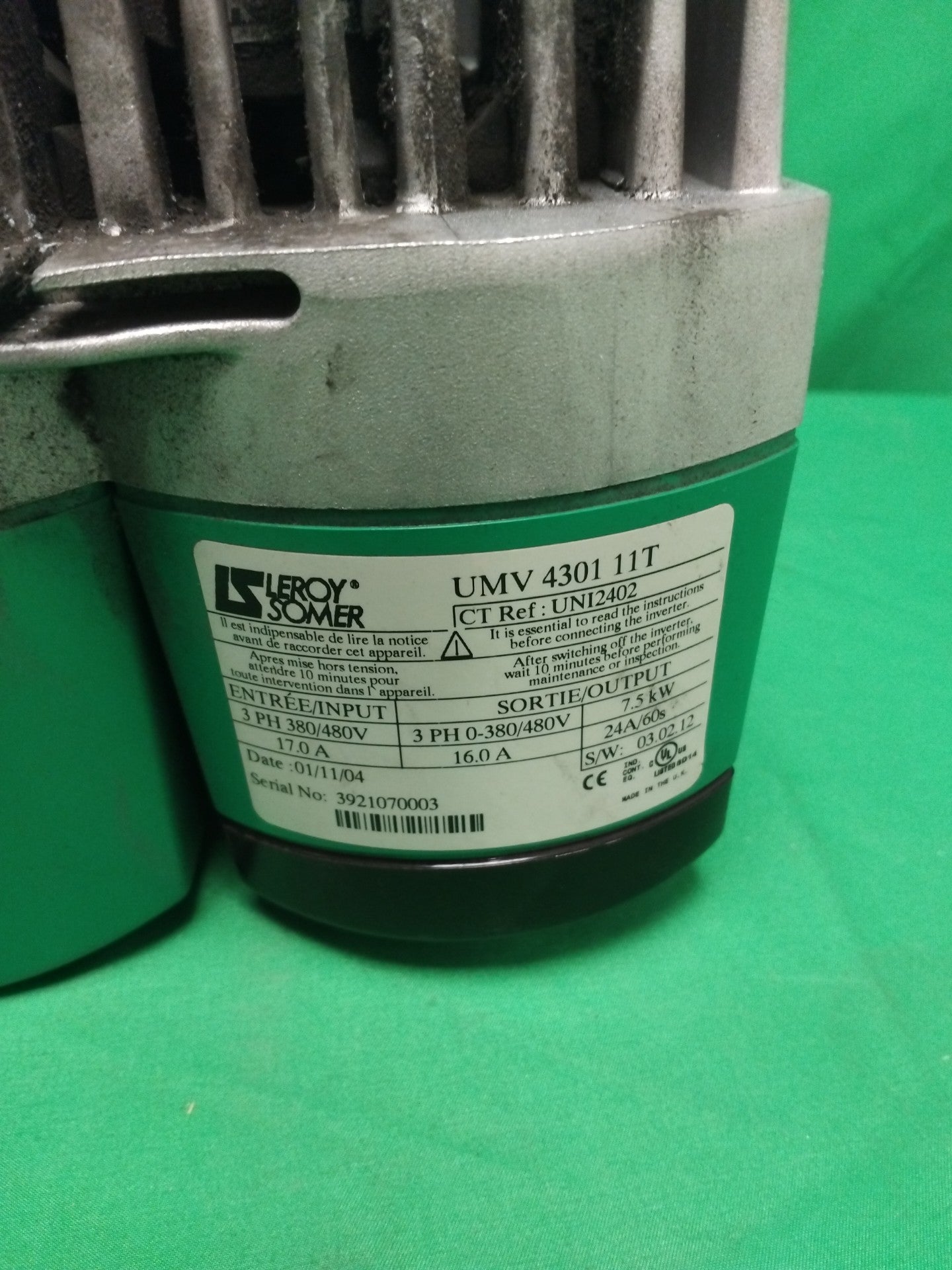LEROY SOMER UNIDRIVE CONTROL TECHNIQUE UNI2402