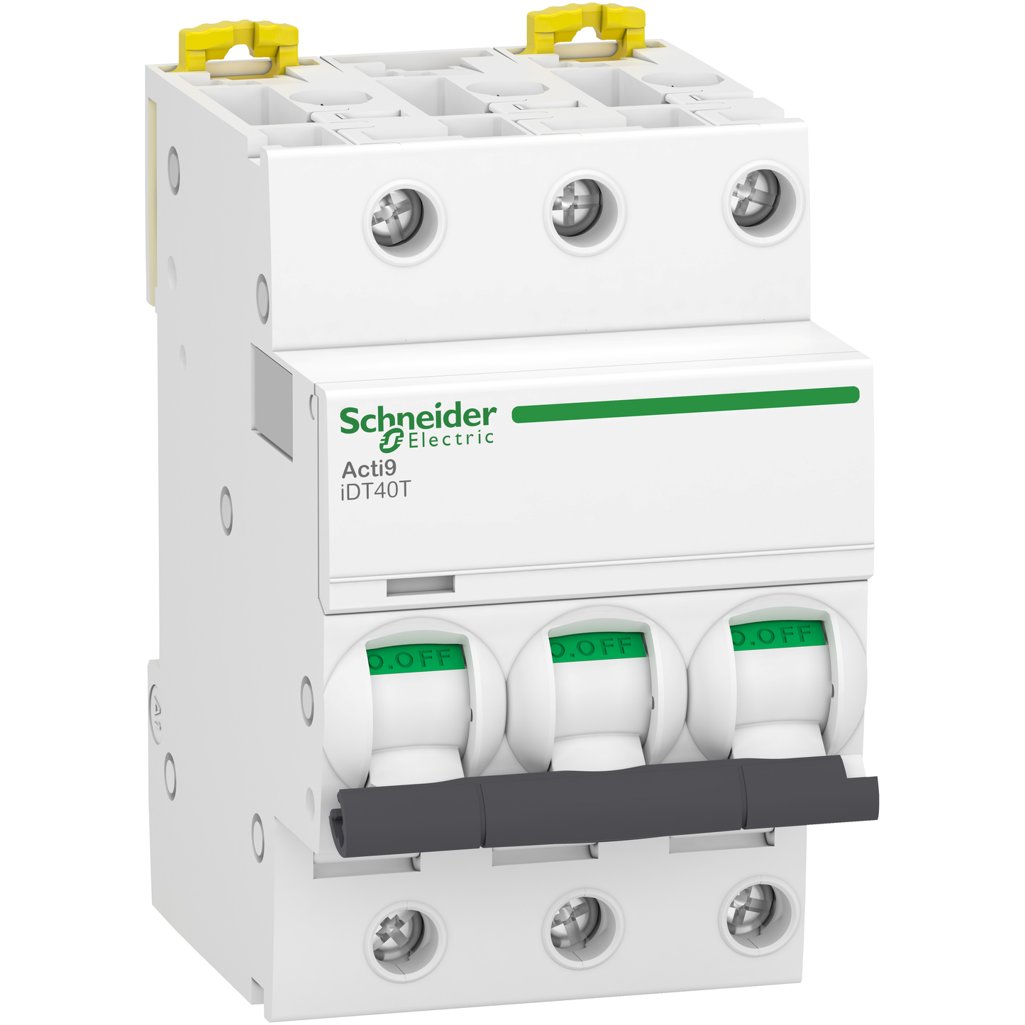 Schneider Electric-A9P22340-Acti9 iDT40T - Disjoncteur modulaire - 3P - 40A - Courbe C - 4500A/6kA