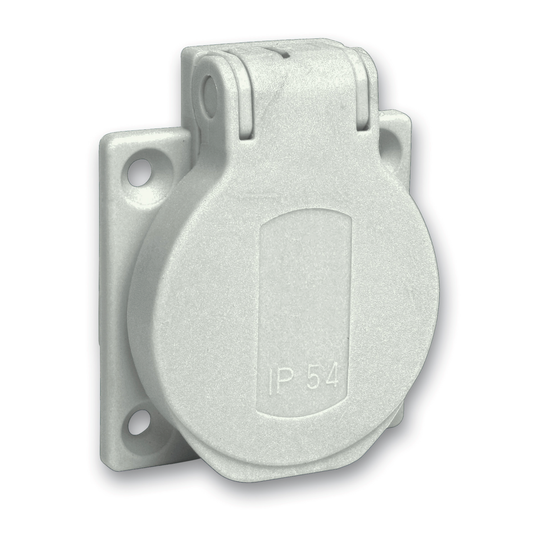 Schneider Electric-PKN51G-Mureva - socle de prise NF 50x50mm - 2P+T 10-16 A - IP54 - connex. arr. - gris