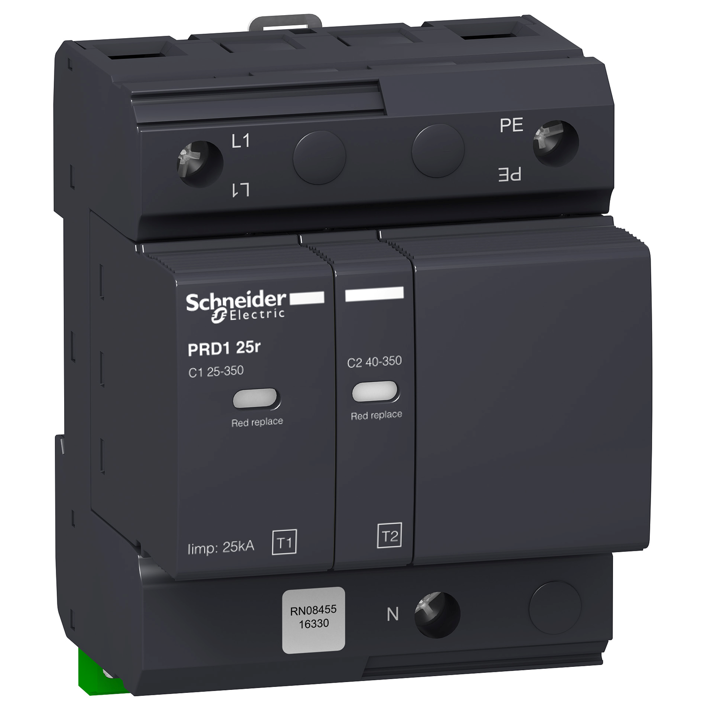Schneider Electric-16330-Acti9 - Parafoudre PRD1 25r - 1P+N - Débro T1+2 - 350V - Report signalisation