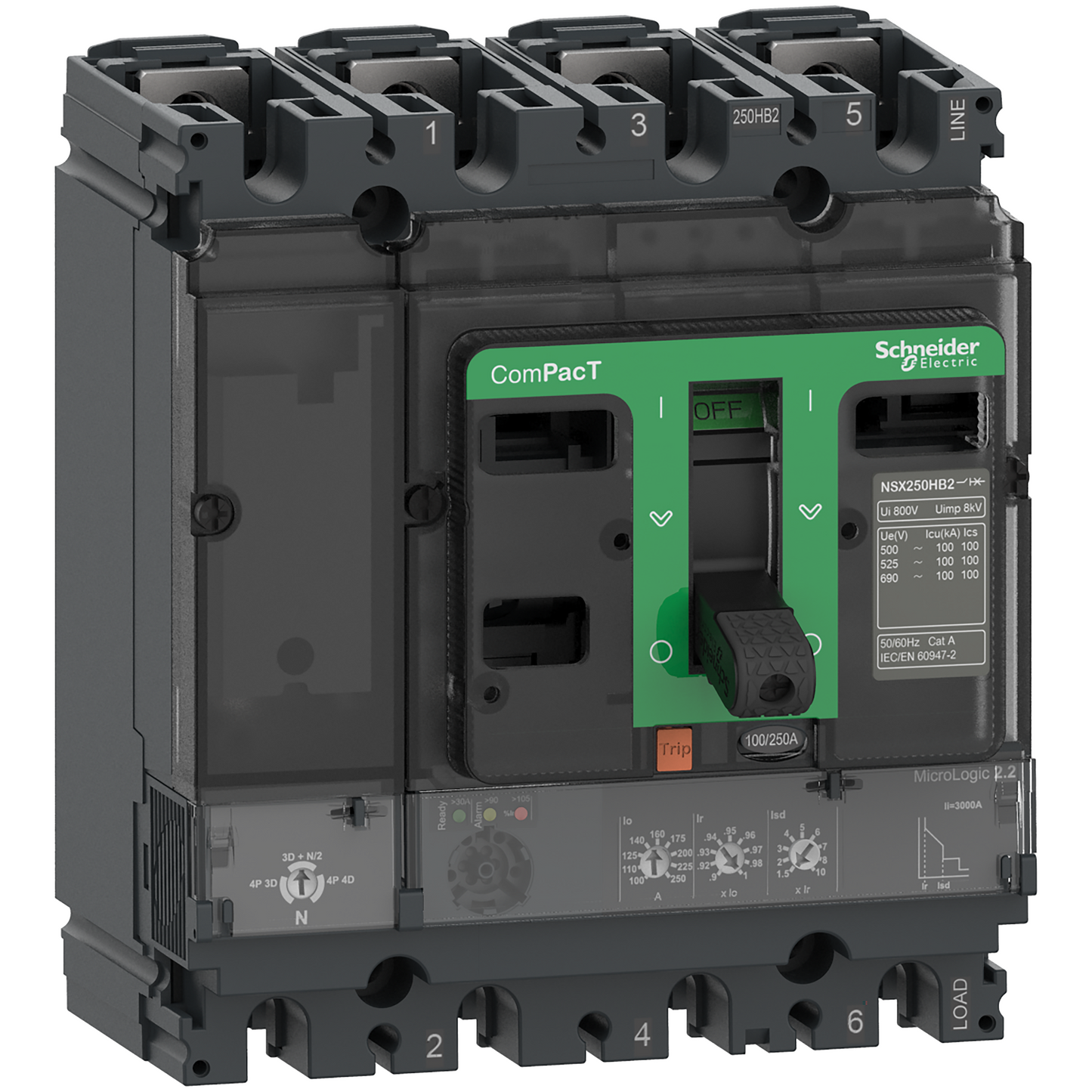 Schneider Electric-C16H42D160-ComPacT NSX160H - Disjoncteur - MicroLogic 2.2 160A - 4P4D - 70kA - fixe