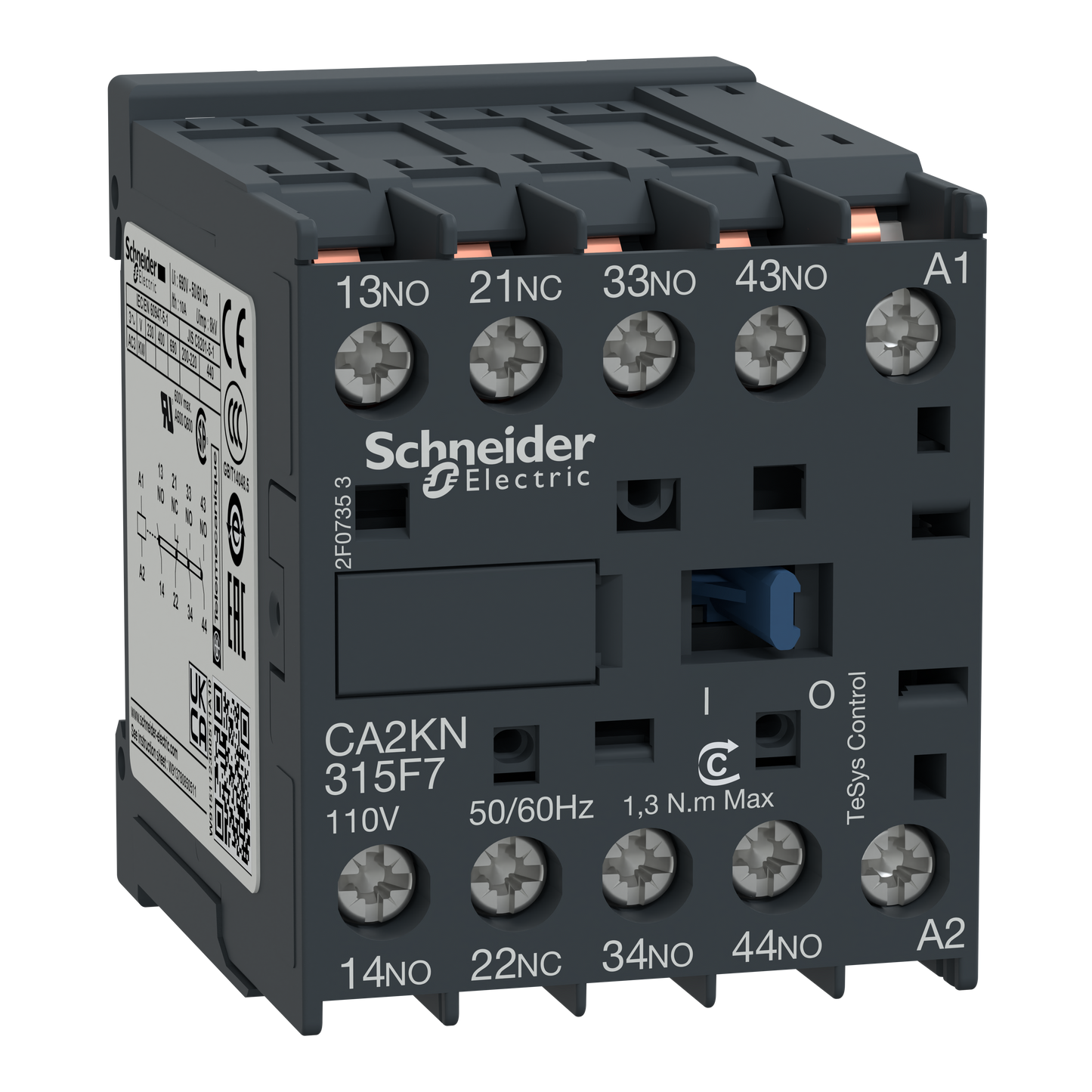 Schneider Electric-CA2KN315F7-TeSys CA2K - contacteur - 3F+1O - instantané - 10A - 110Vca