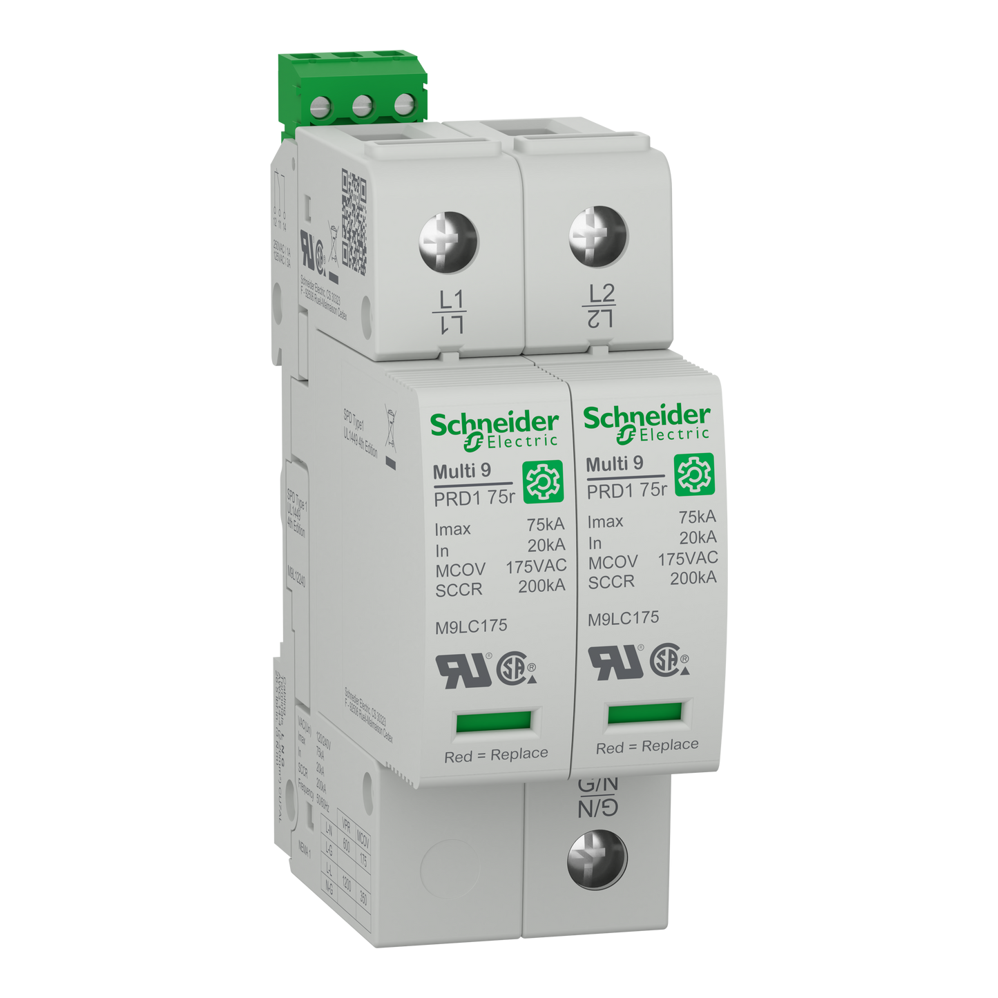 Schneider Electric-M9L12240-Acti9 Parafoudre - Multi 9 PRD1 75r - Parafoudre - 2P - Type 1 - 120/240V