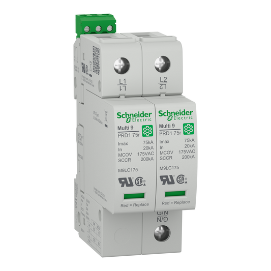 Schneider Electric-M9L12240-Acti9 Parafoudre - Multi 9 PRD1 75r - Parafoudre - 2P - Type 1 - 120/240V
