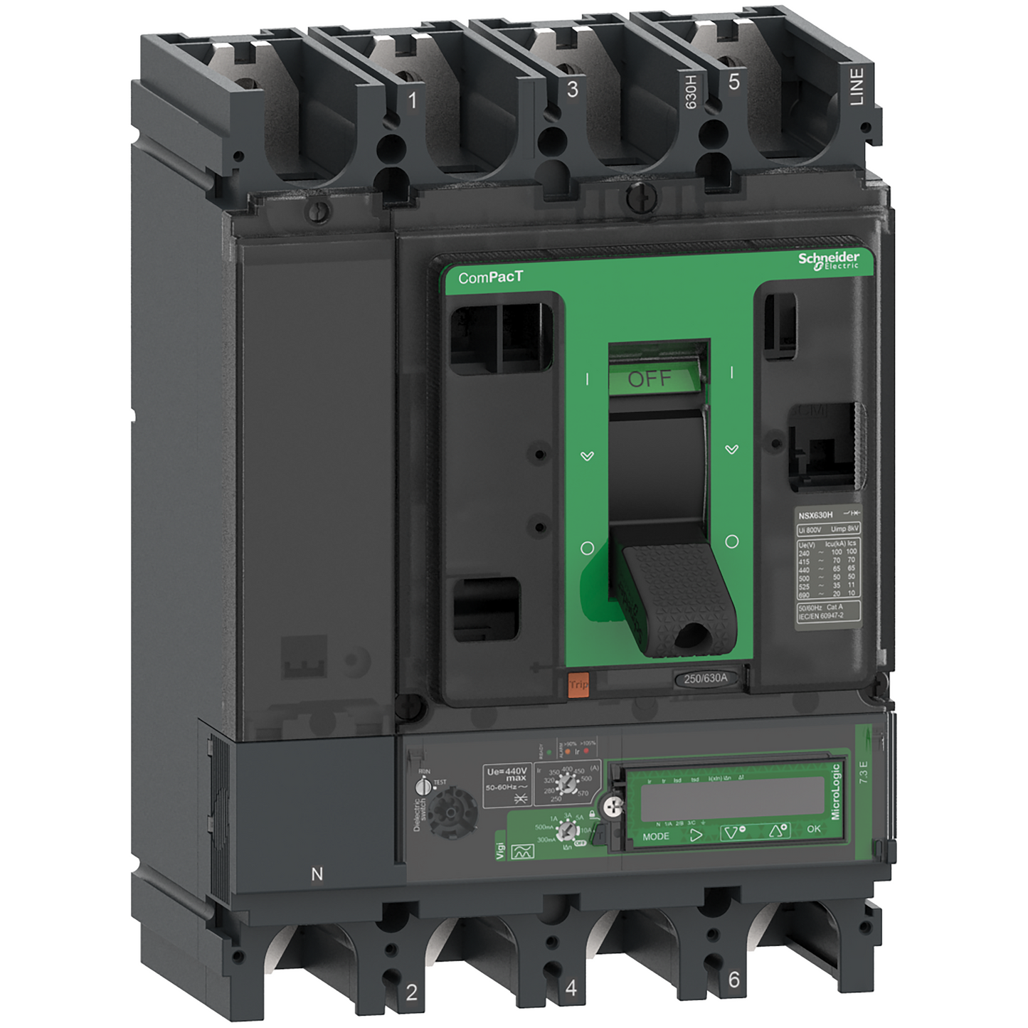 Schneider Electric-C40F47E400-ComPacT NSX400F - Disjoncteur Vigi - MicroLogic 7.3E - 400A - 4P4D - 36kA - fixe