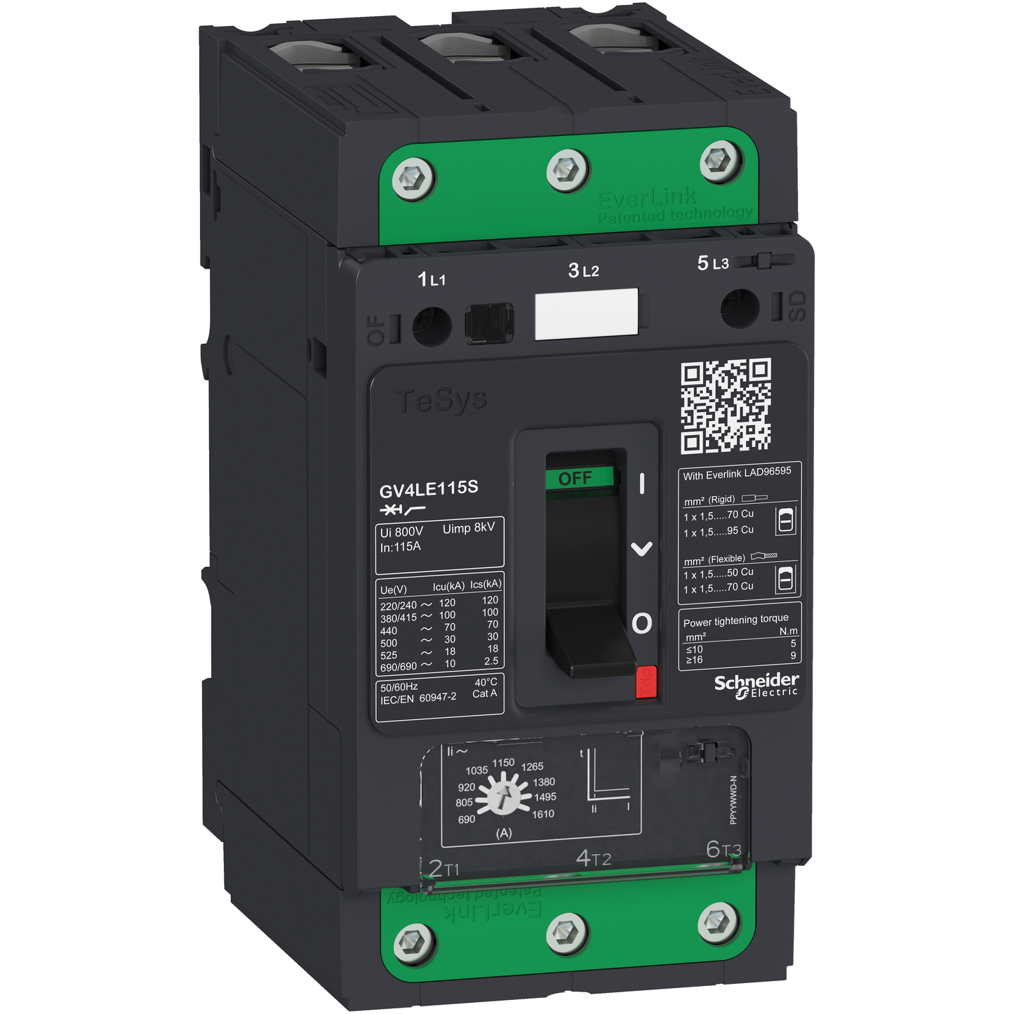 Schneider Electric-GV4LE115N-TeSys GV - disjoncteur magnétique - In 115A - 50kA - Everlink