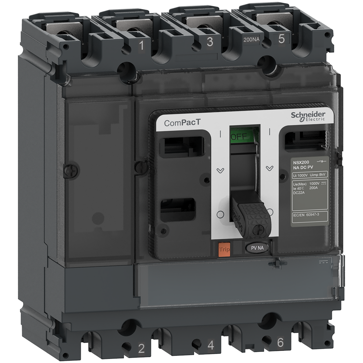 Schneider Electric-C254200D1S-ComPacT NSX200 NA DC PV - interrupteur sectionneur CC PV - 200A - 4P - fixe