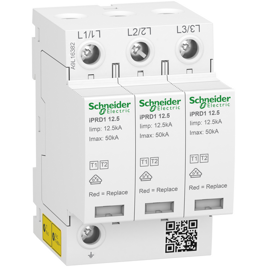 Schneider Electric-A9L16382-Acti9 - Parafoudre iPRD1 12,5r - 3P - Débro T1 - 350V - Report signal - TT/TN