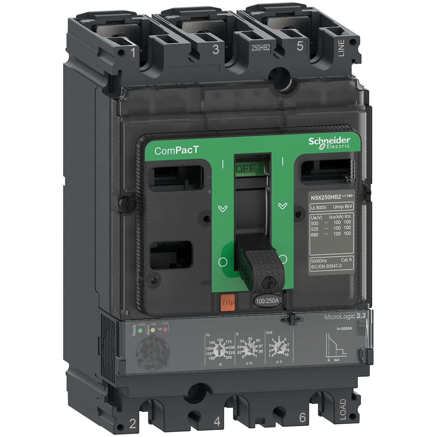 Schneider Electric-C10N32D100-ComPacT NSX100N - Disjoncteur - MicroLogic 2.2 100A - 3P3D - 50kA - fixe
