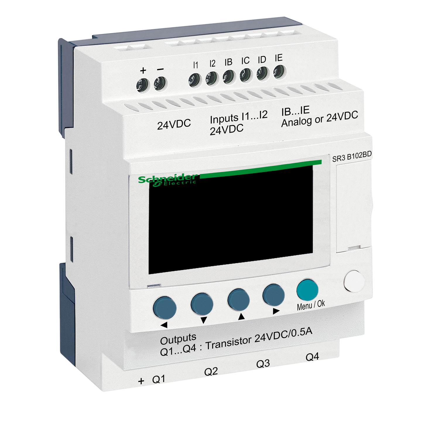 Schneider Electric-SR3B102BD-Zelio Logic - relais intelligent modul.- 10 E/S - 24Vcc - horloge - affichage
