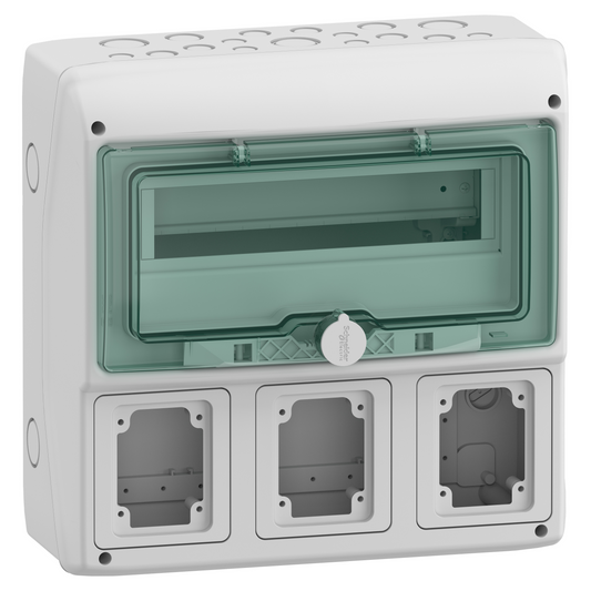 Schneider Electric-13155M-Mureva coffret pour prises IEC 340x335mm 12+1 Modules x 3 Ouvertures 90x100mm