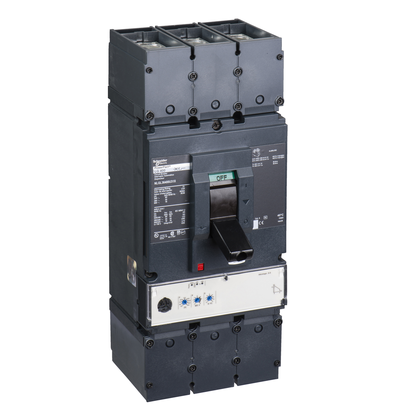 Schneider Electric-NLDL36600U53X-PowerPact L - disjoncteur 600A - avec bornes - 18kA -Micrologic 5.3E - 600A 3P3d