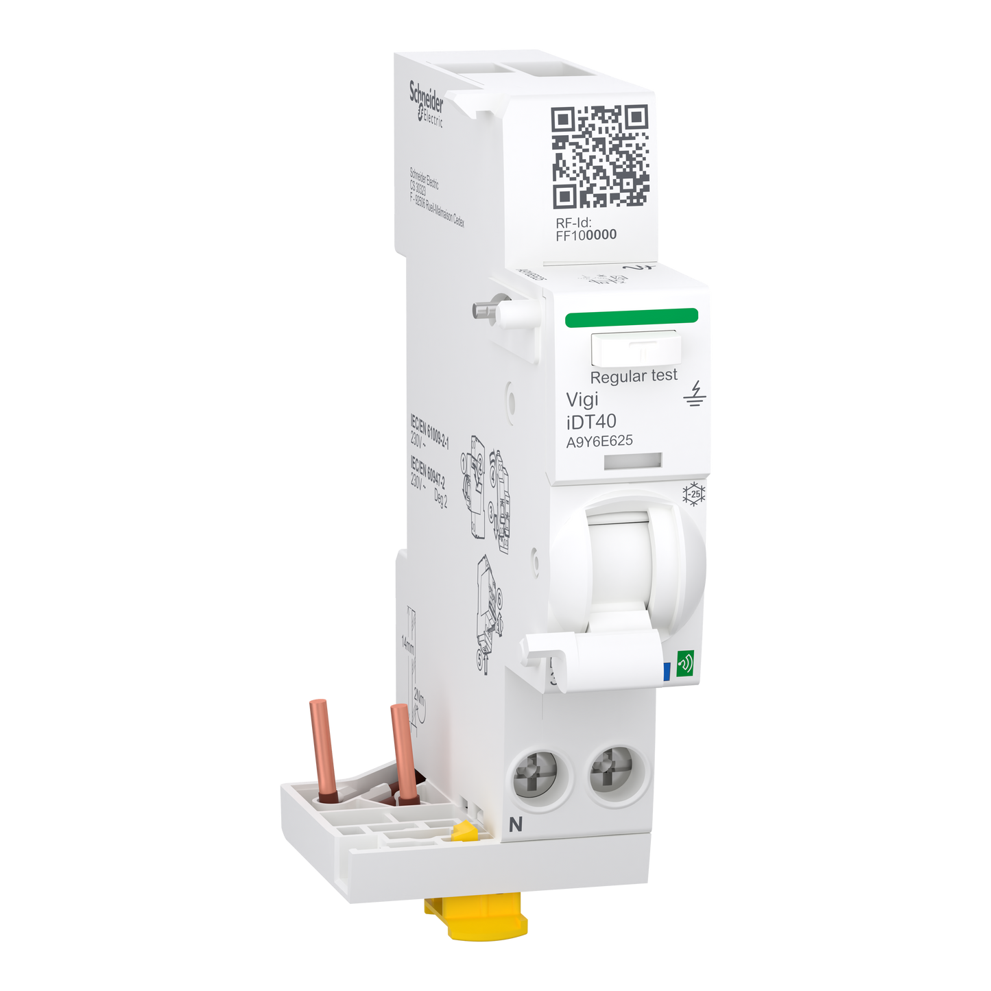 Schneider Electric-A9Y6E625-Acti9 Active Vigi IDT40 Connecté/Mesure Energie 1P+N 25A 30mA Type A SI 230V