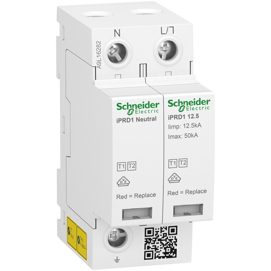 Schneider Electric-A9L16282-Acti9 - Parafoudre iPRD1 12,5r - 1P+N - Débro T1 - 350V - Report signal - TT/TN