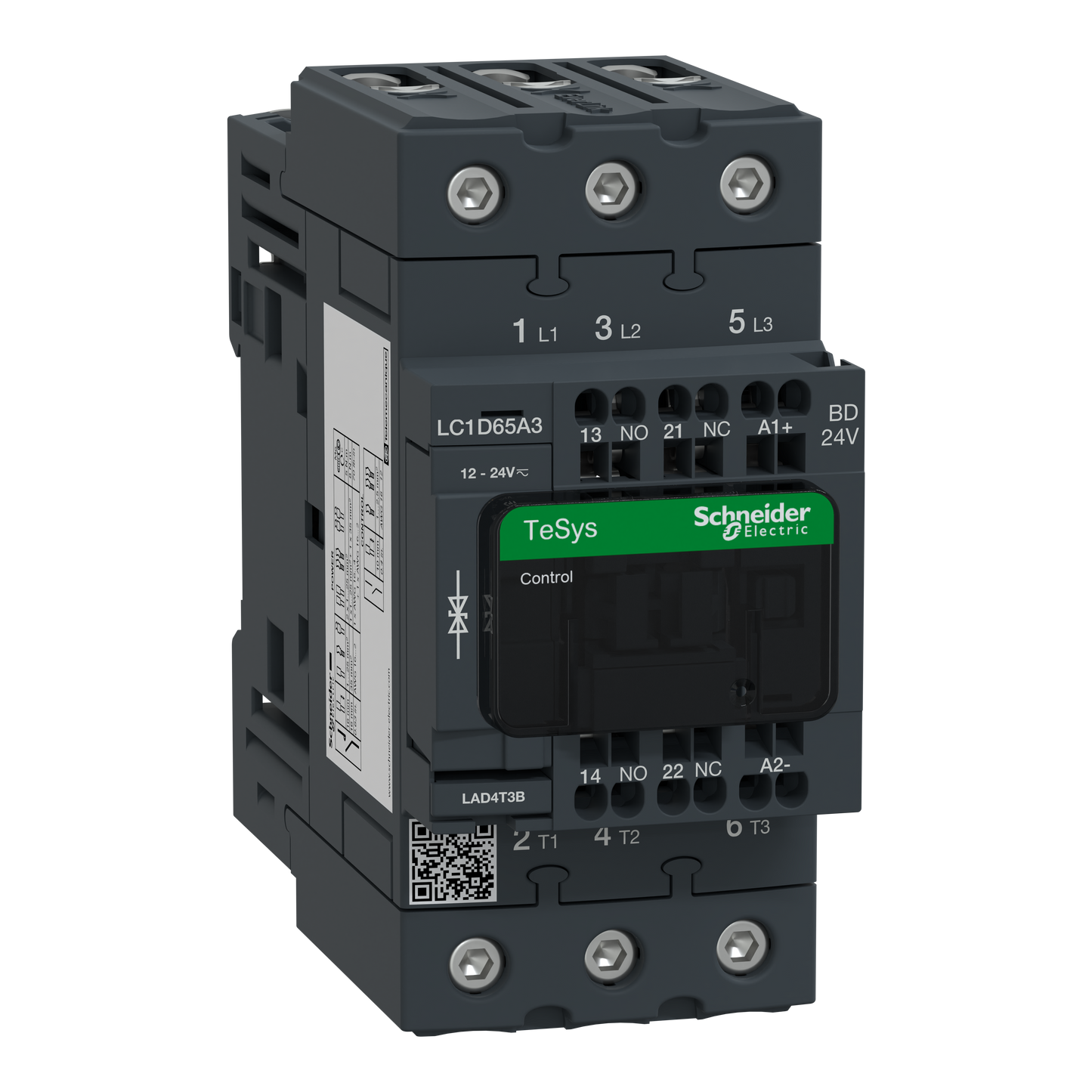 Schneider Electric-LC1D65A3BD-TeSys D - Cont everlink 3p ac3 440v 65a ctrl ress bob 24v cc