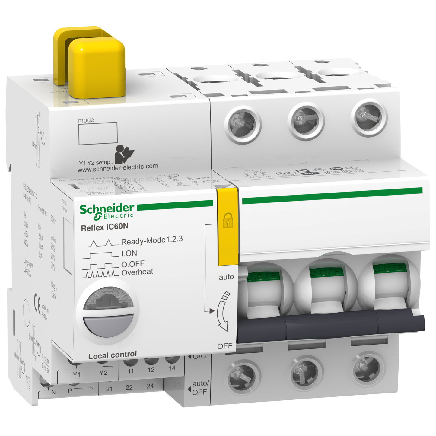 Schneider Electric-A9C62325-Acti9, Reflex iC60N disjonct. à commande intégrée interface Ti24 25A 3P courbe C
