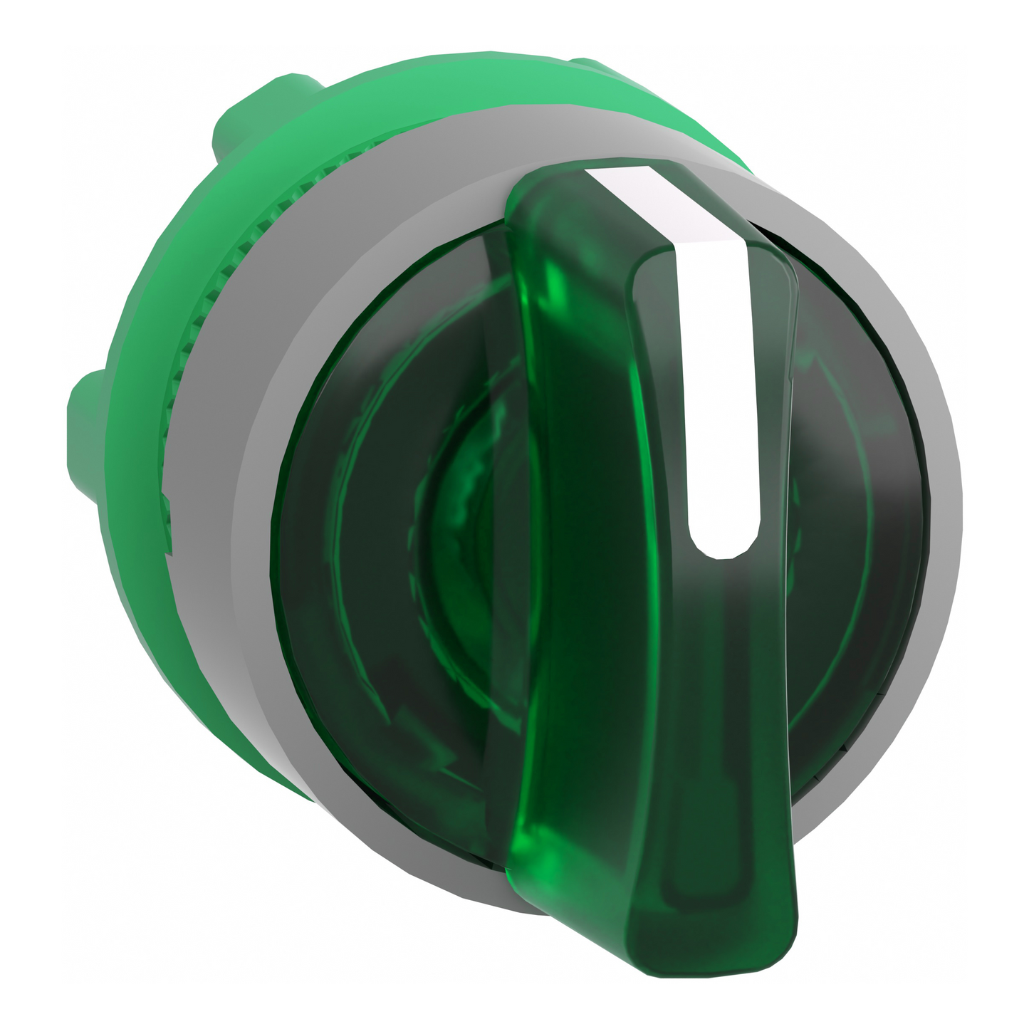 Schneider Electric-ZB5AK1833C0-Harmony XB5 - tête bouton tournant lumin - Ø22 - col grise - 3 pos rap DC - vert