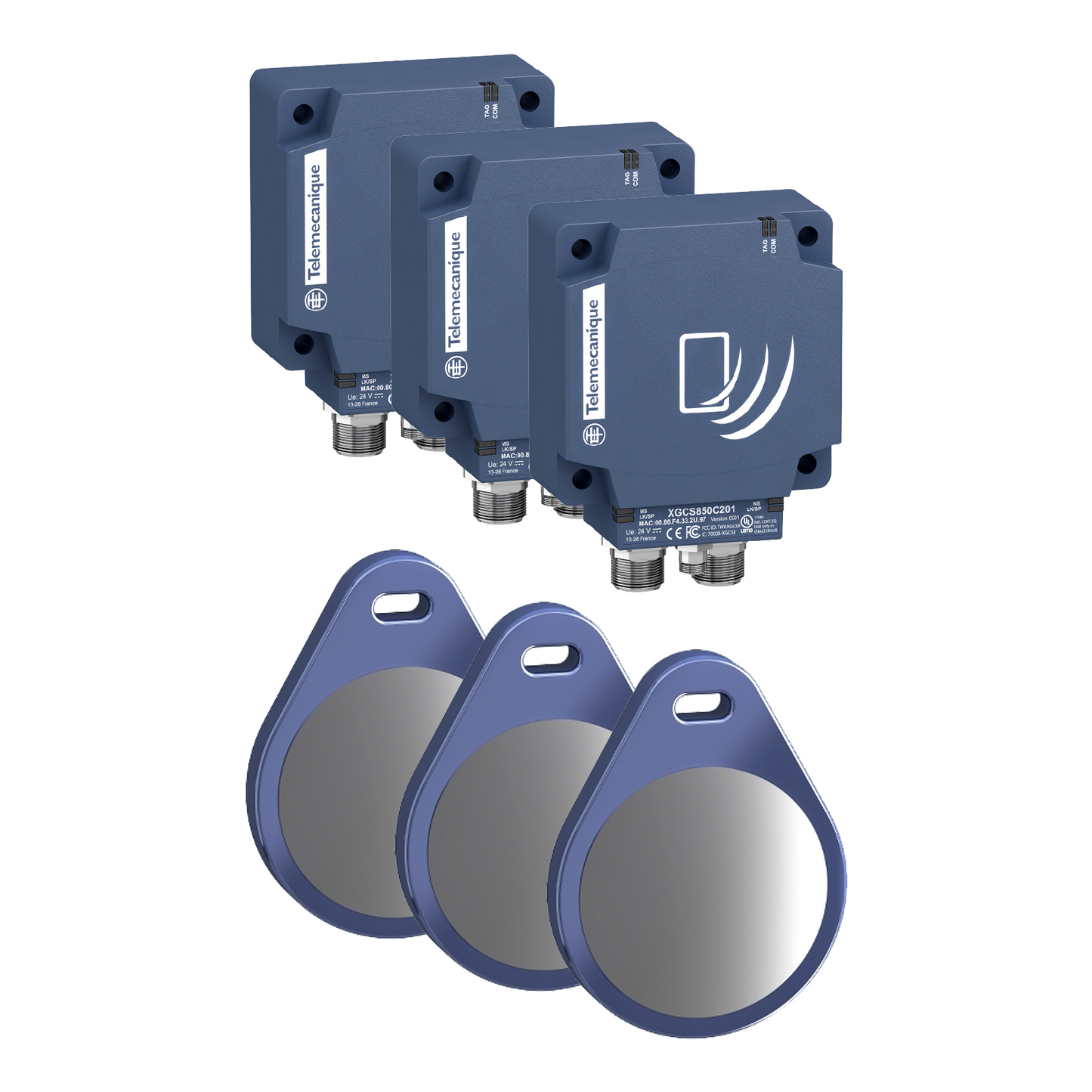 Schneider Electric-MD2RFIDX3-Lot de 3 lecteurs RFID Ethernet et 3 badges 1ko