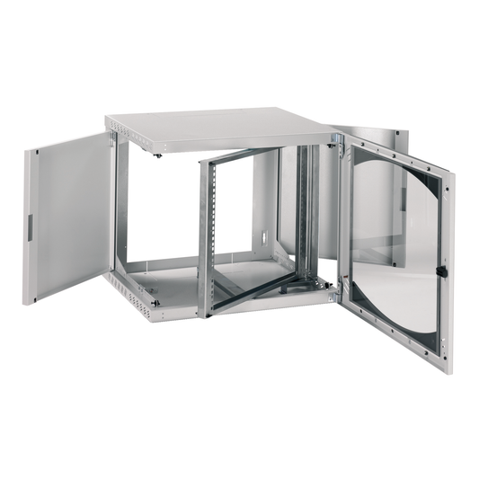 Schneider Electric-NSYOPB12U6P-Actassi Coffret mural OPB 12U L600 P600 châssis pivotant 19P porte vitrée R7035