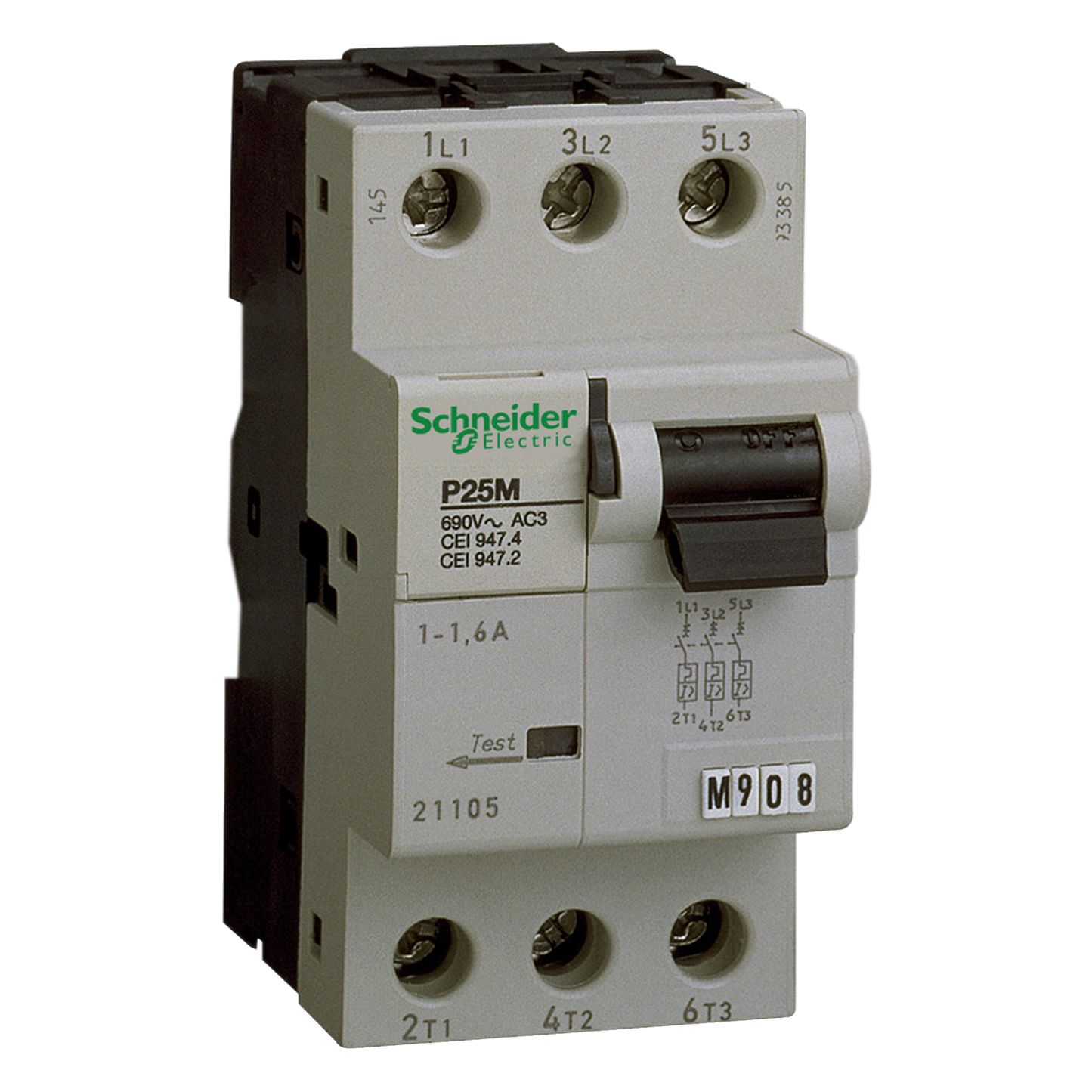 Schneider Electric-21107-P25M - disjoncteur moteur - 4A - 3P 3d - déclencheur magnéto-thermique