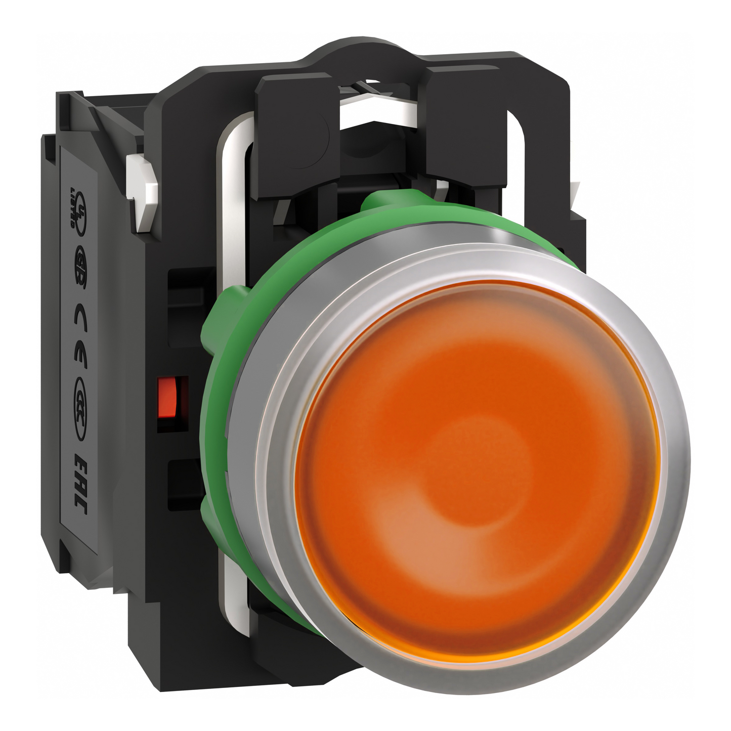 Schneider Electric-XB5AW35B5C0-Harmony XB5 - bouton poussoir lum - Ø22 - col grise - orange - 1O+1F - 24V