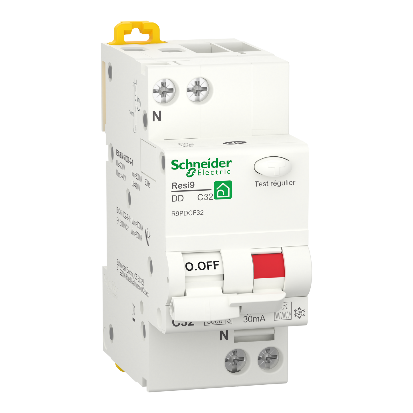 Schneider Electric-R9PDCF32-Resi9 - disjoncteur différentiel - 1P+N - 32A - 30mA - courbe C - type Fsi