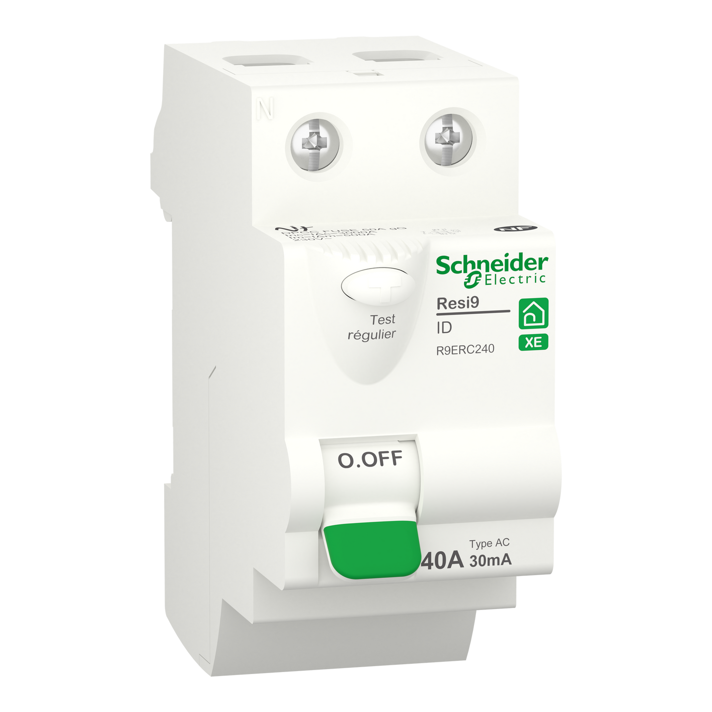 Schneider Electric-R9ERC240-Resi9 XE - interrupteur différentiel - 2P - 40A - 30mA - Type AC - embrochable