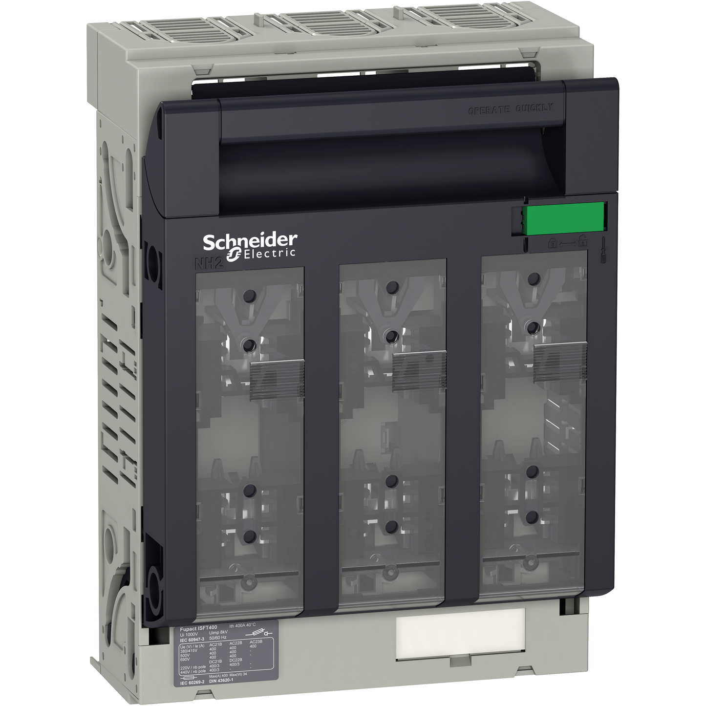 Schneider Electric-LV480806-Fupact ISFT400 - inter sect fusib - 3P - fixe - raccordement plage - M10