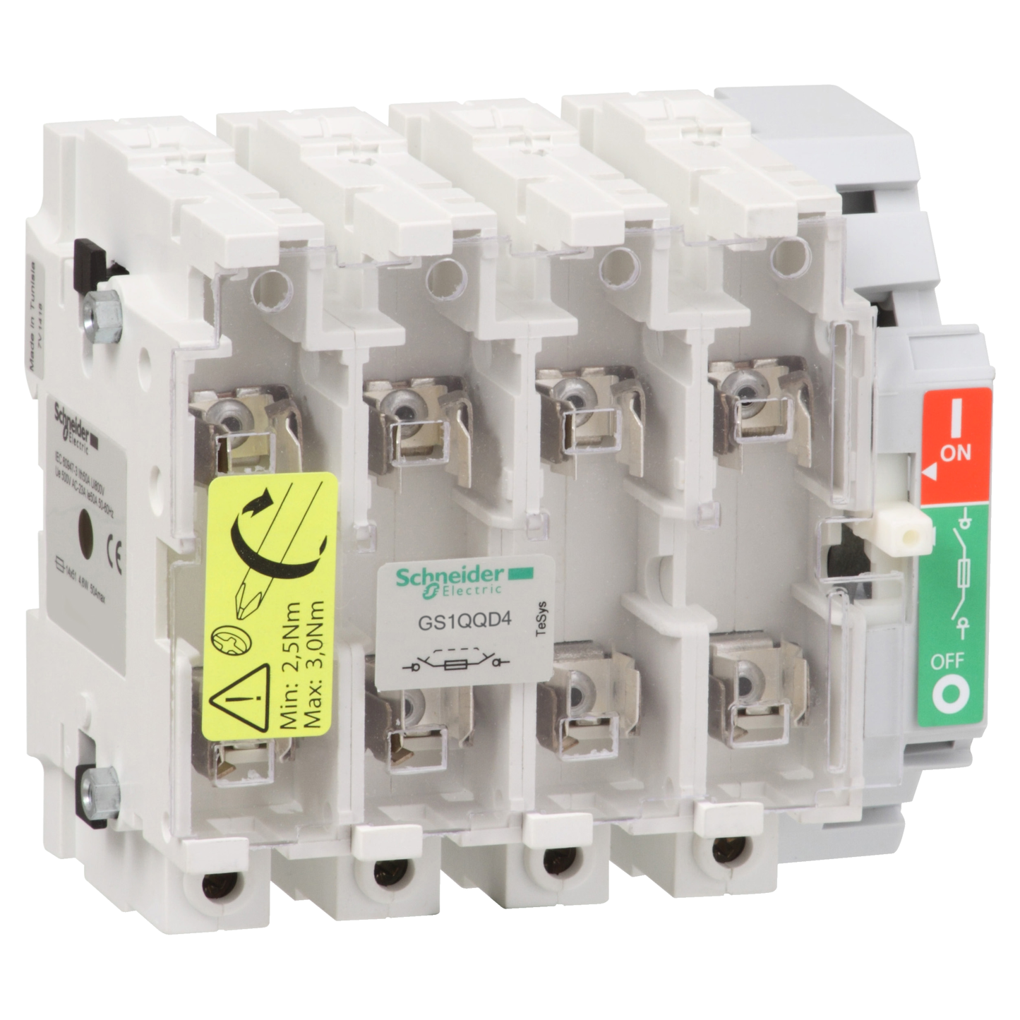 Schneider Electric-GS1QQD4-TeSys GS1 - bloc de base interrupteur-sectionneur fusible - 4P 4F - DIN - 400A