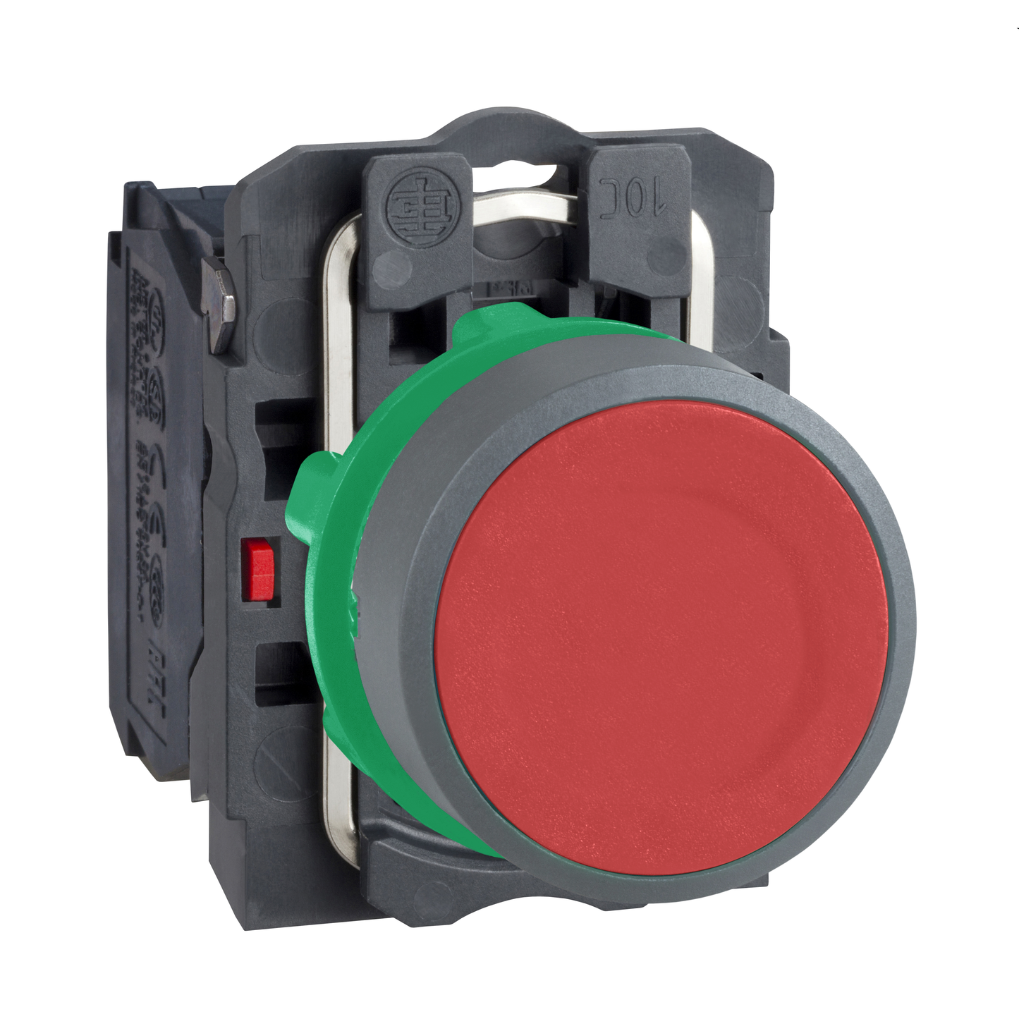 Schneider Electric-XB5AA42C0-Harmony XB5 - bouton poussoir à impulsion - Ø22 - col grise - rouge - 1O - vis
