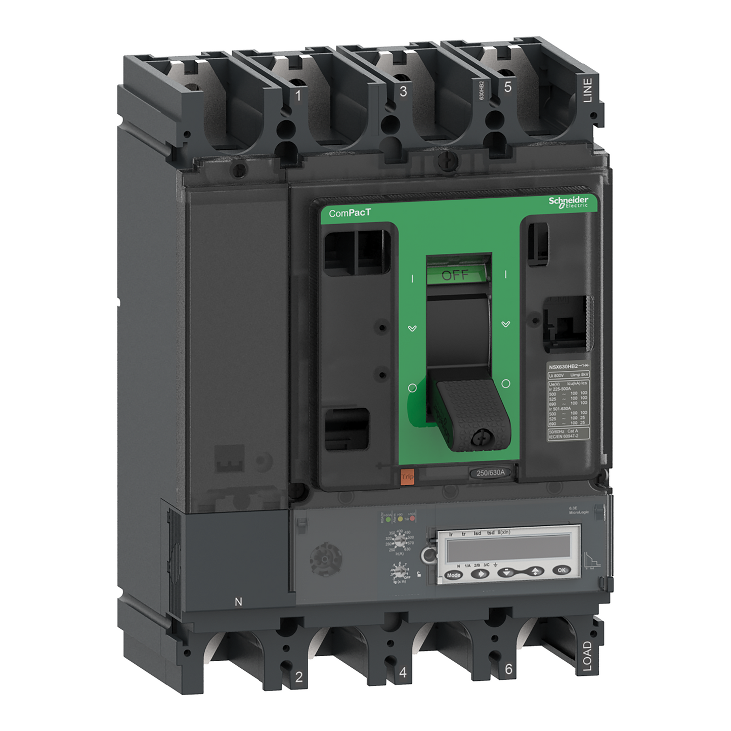 Schneider Electric-C63R46E630-ComPacT NSX630R - Disjoncteur - MicroLogic 6.3E 630A - 4P4D - 200kA - fixe