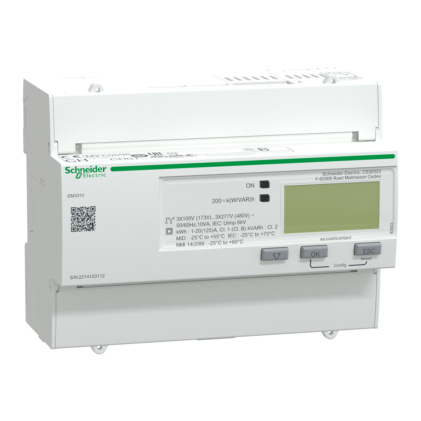 Schneider Electric-A9MEM3310-Acti9 iEM - compteur d'énergie tri - 125A - impulsions - MID