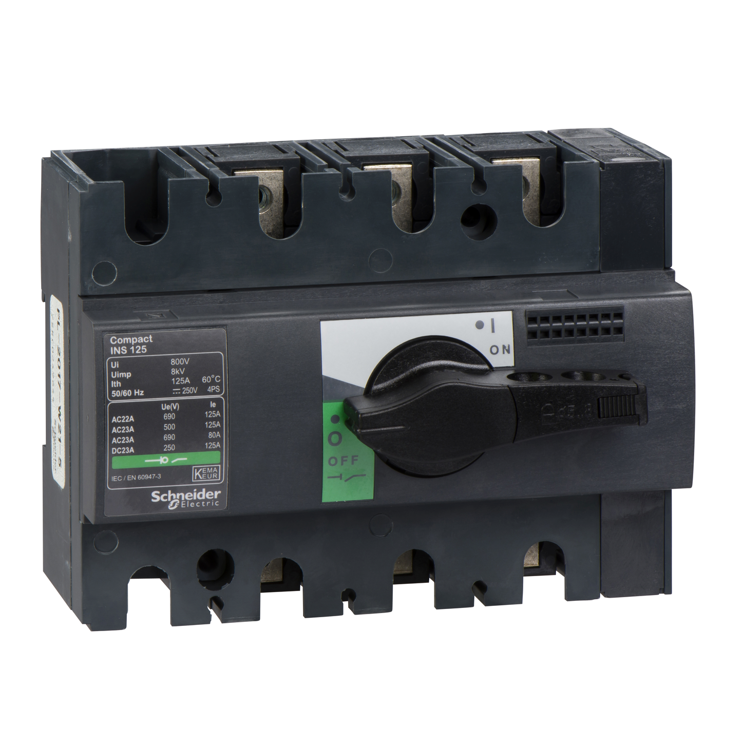 Schneider Electric-28910-ComPacT INS - Interrupteur sectionneur - INS125 3P 125A - poignée noire