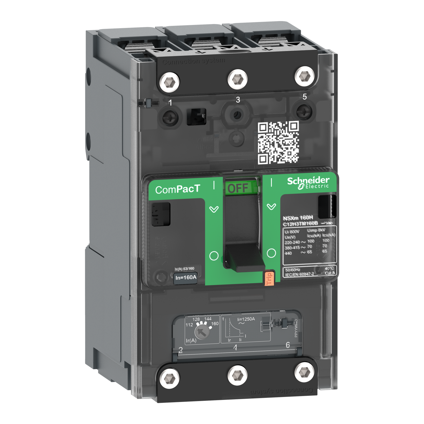 Schneider Electric-C12E3TM160B-ComPacT NSXmE - disjoncteur - TM-D 160A - 3P3D - 16kA - borne à cosses