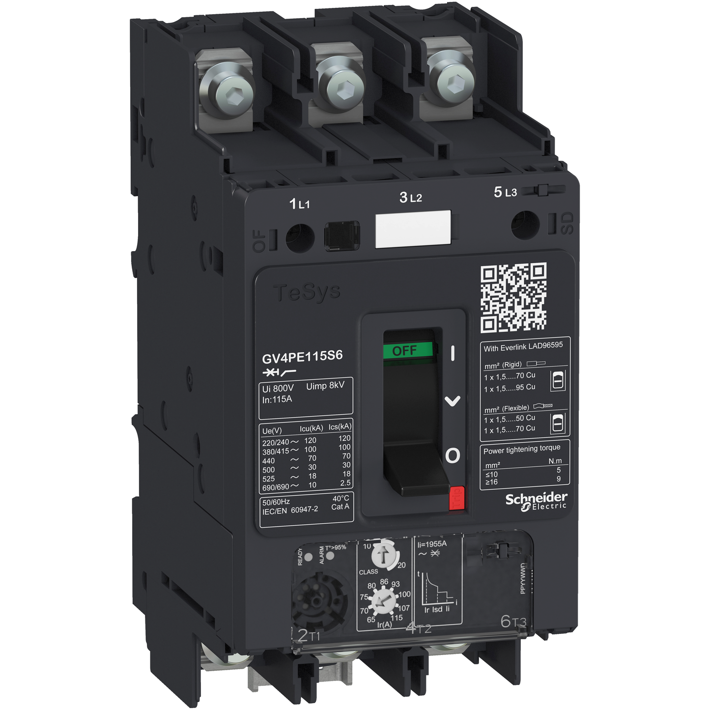 Schneider Electric-GV4PE50S6-TeSys GV - disjoncteur magnéto-thermique - In 50A - 100kA - cosses fermées