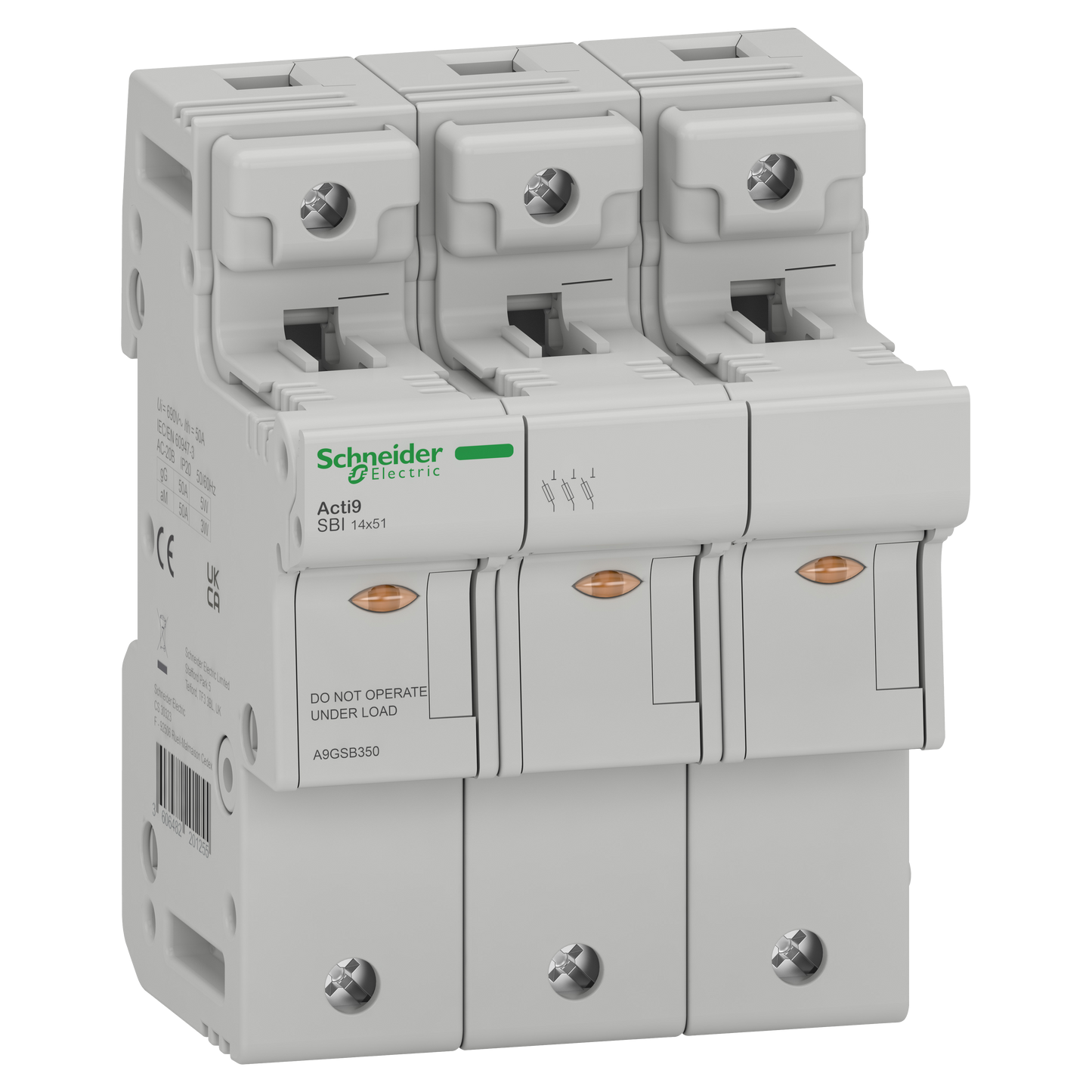 Schneider Electric-A9GSB350-ACTI9 SBI - porte-fusible - 3P - 50A - pour fusible 14x51mm