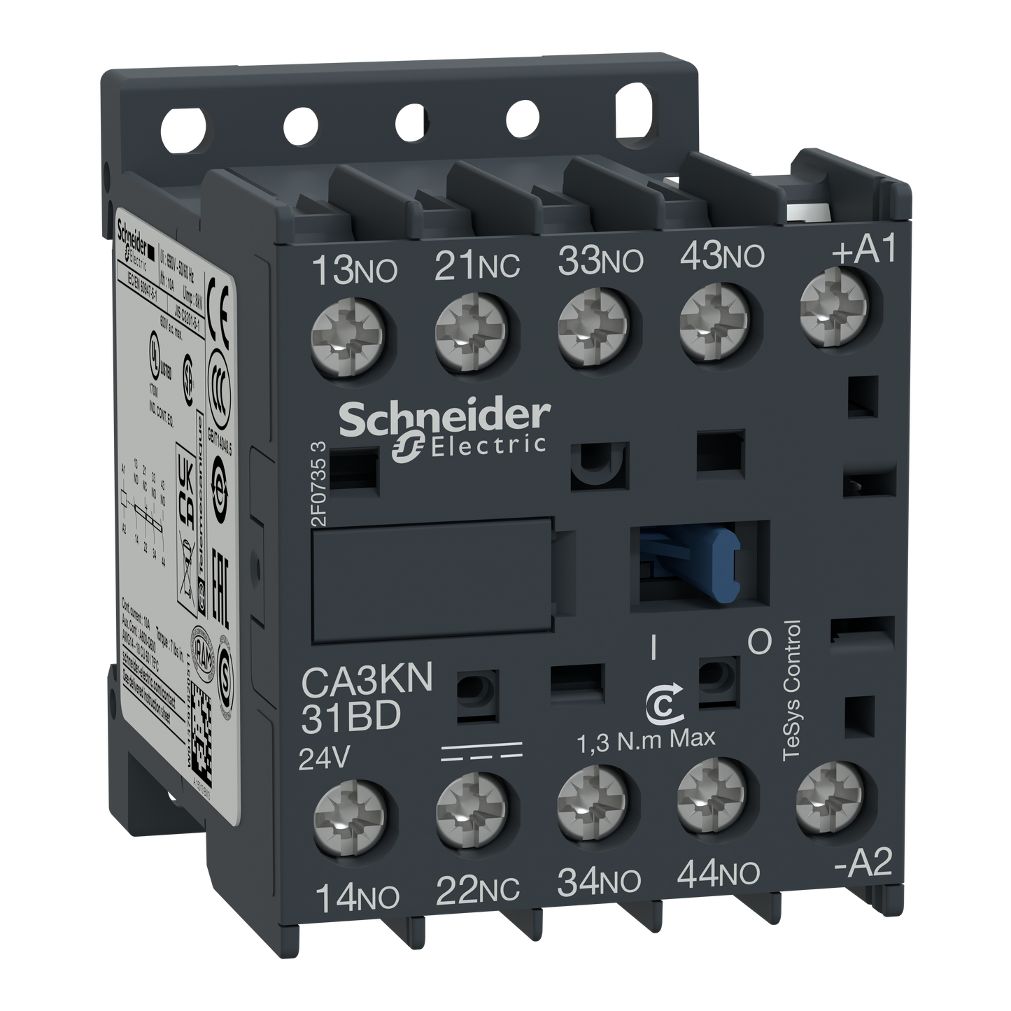Schneider Electric-CA3KN31BD-TeSys CA3K - contacteur - 3F+1O - instantané - 10A - 24Vcc