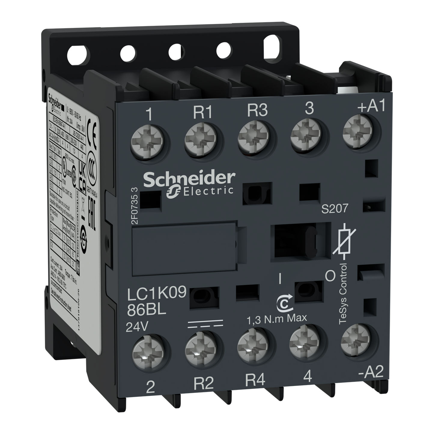 Schneider Electric-LC1K0986FLS207-TeSys K - contacteur - 2P+2R - 20A AC1 - 110VBC - cosses fermées ferroviaire