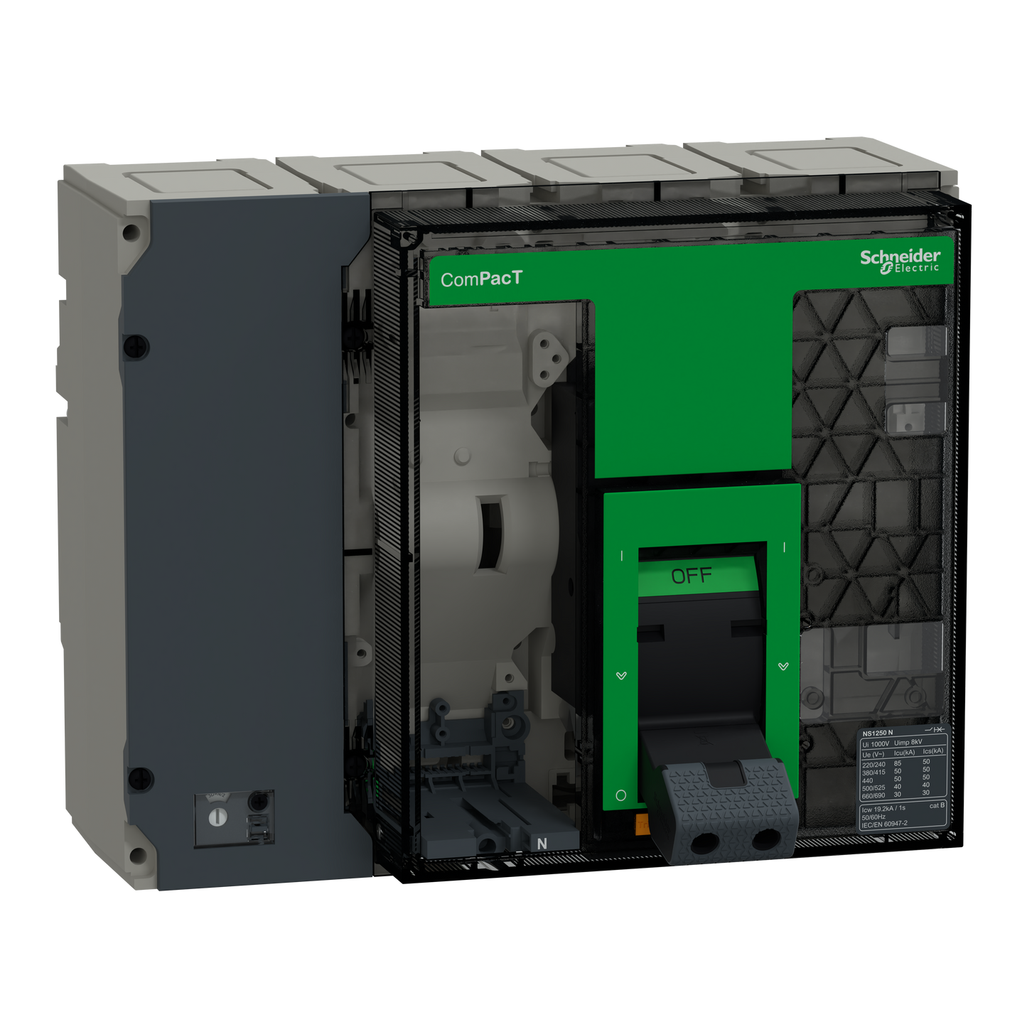Schneider Electric-C125N4FM-ComPacT NS1250N - bloc coupure ss déclencheur - 1250A - 4P - 50kA - fixe manuel