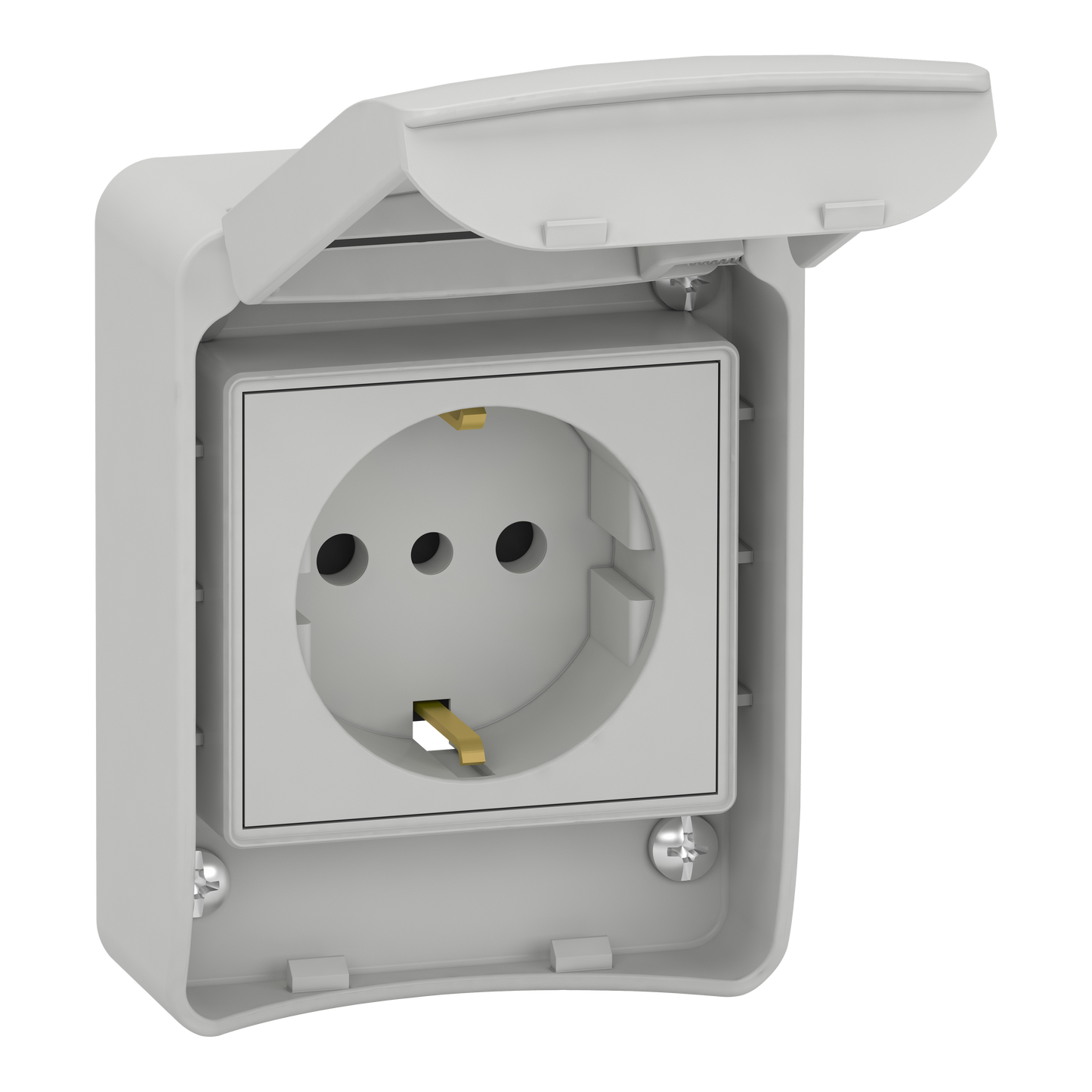 Schneider Electric-81141-Mureva - prise PK gris clair - 2P+T latérale 10/16 A CEE 7 - IP 55 - saillie